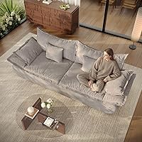 Vesgantti 86.6" Light Grey Cloud Couch: Modern 3-Seater Sailboat Sofa with 32" Deep Seat, Chenille Fabric, No Assembly Required