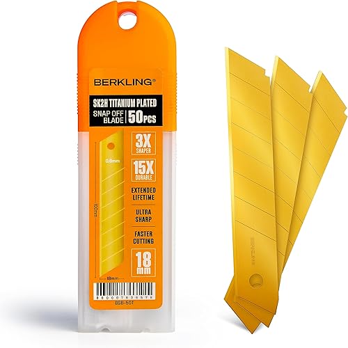 Cuchillas de cuchillo utilitario de 0.709 in, hoja de repuesto de acero SK2H totalmente chapada en titanio, 3 veces más afiladas y 5 veces más