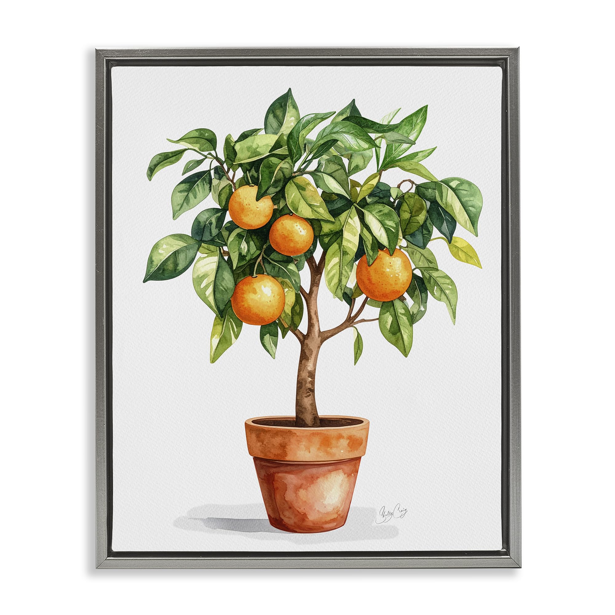 'Potted Orange Tree'| Floating Frame Canvas Art