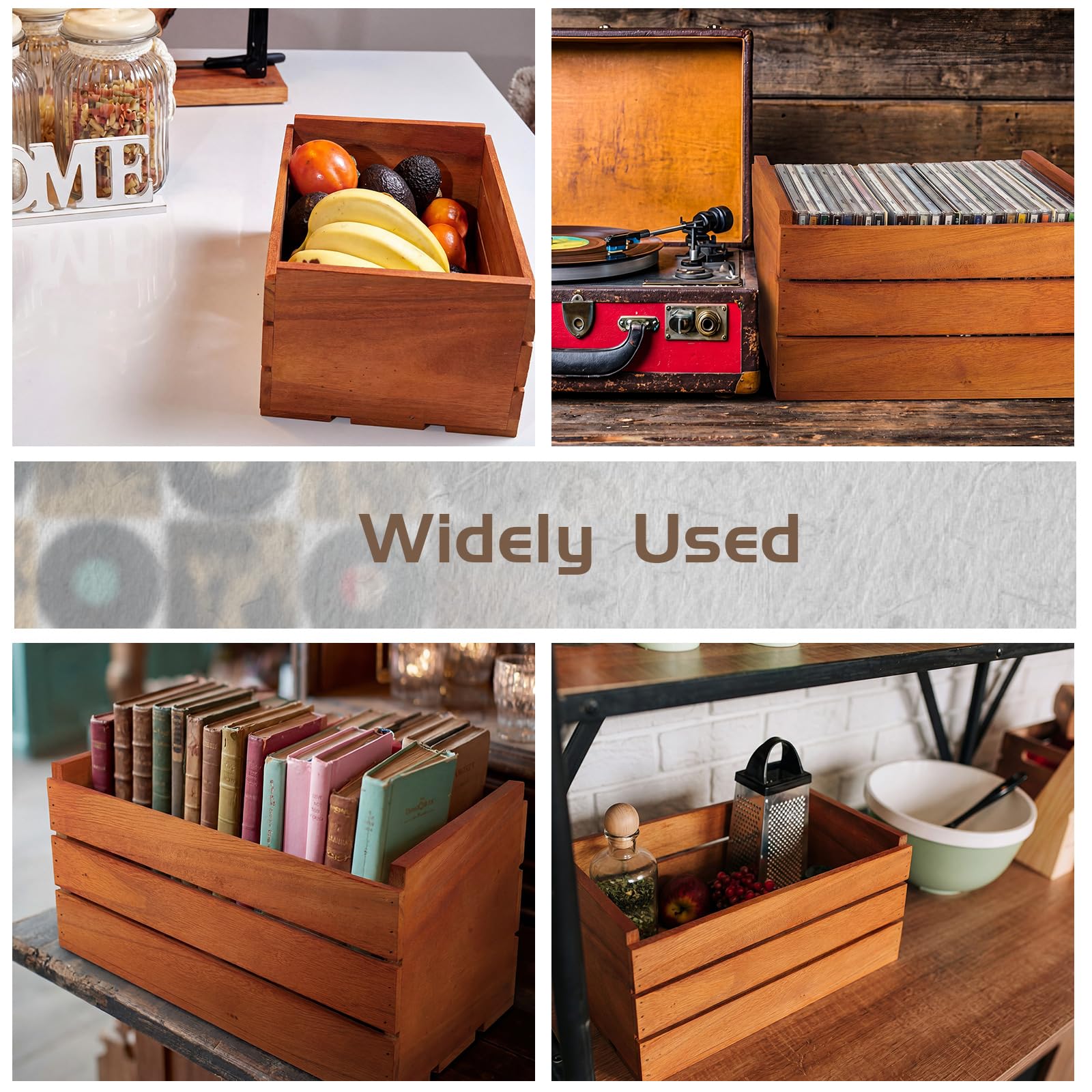 Amazon.com: Sintuff 2 Pcs Wooden Vinyl Record Storage Crate for 7