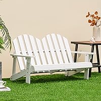 Giantex Kids 2-Seat Adirondack Chair Fir Wood Double Loveseat 300lbs Capacity Weatherproof Outdoor Porch Chair White