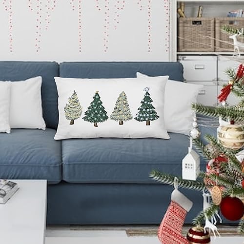 Miniatura 3 de Fundas de almohada verdes para árbol de Navidad de 12 x 20 pulgadas, decoración de Navidad verde, fundas de cojín de árboles de Navidad, fundas de