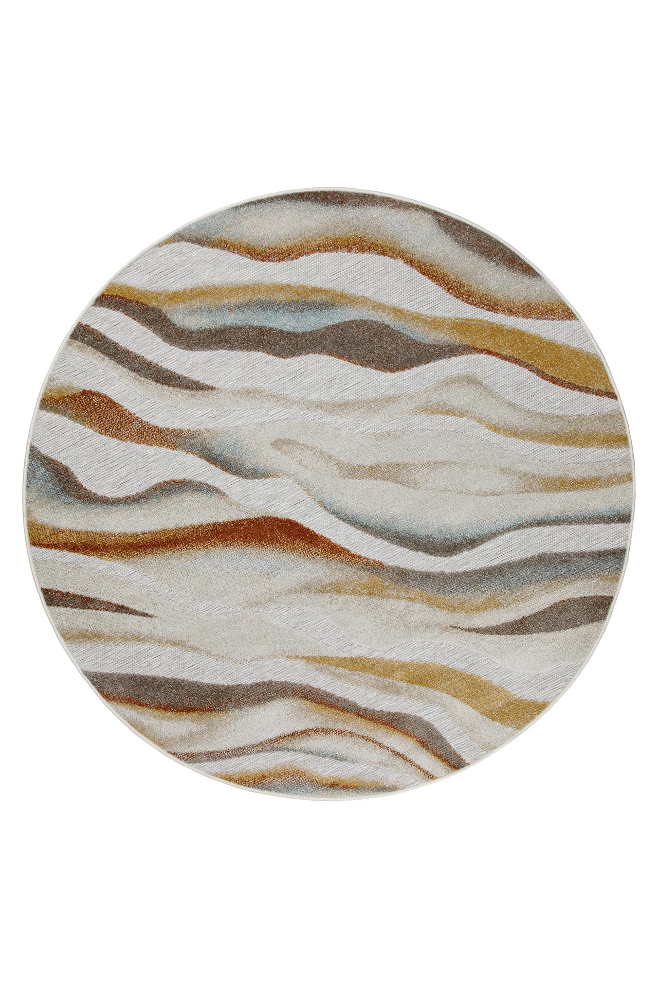 Wecon Home Creek gewebter Outdoor-Teppich, 120 cm rund, beige
