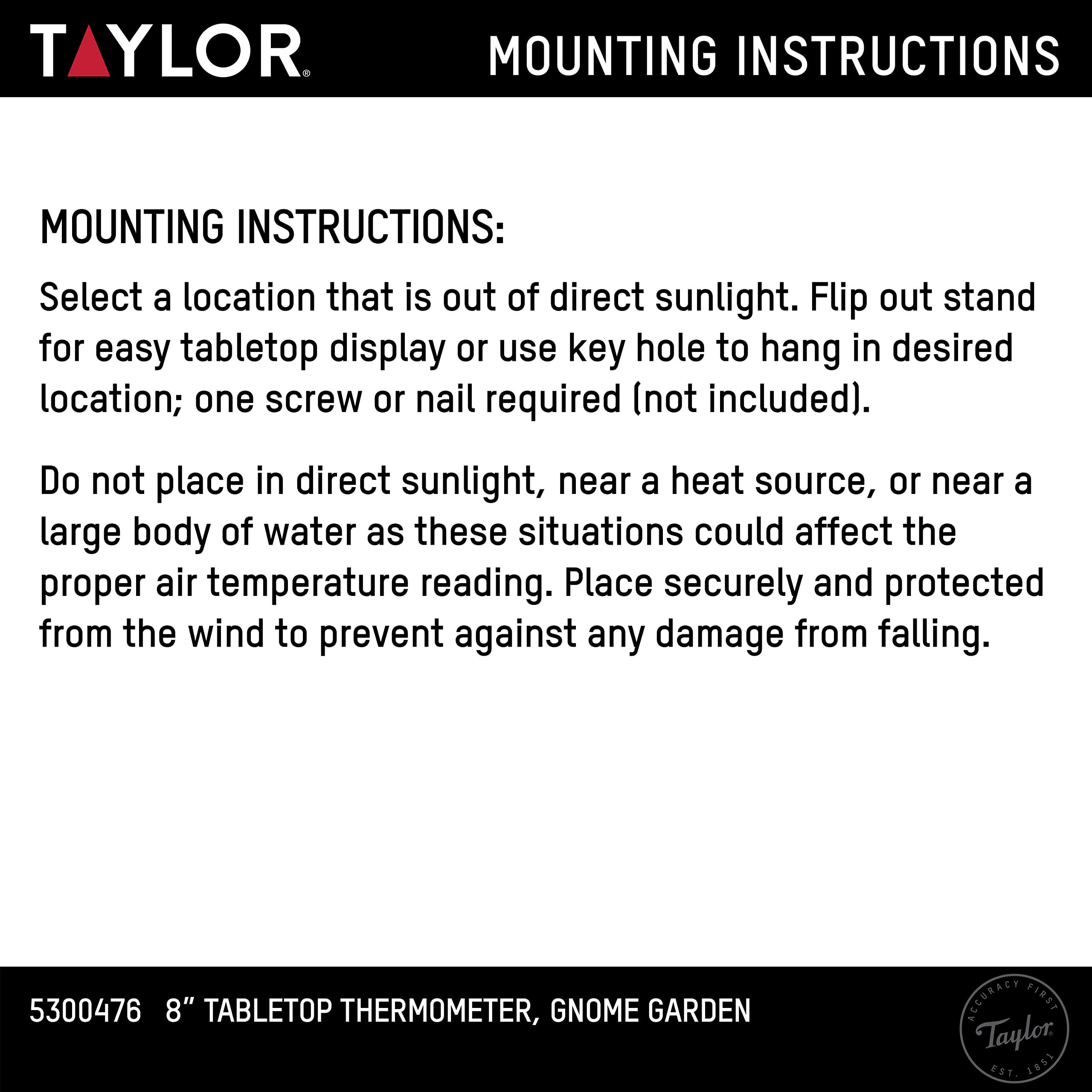 Taylor Termometro da tavolo, 20,3 cm, multicolore, acquerello-gnomo giardino, 20,3 cm