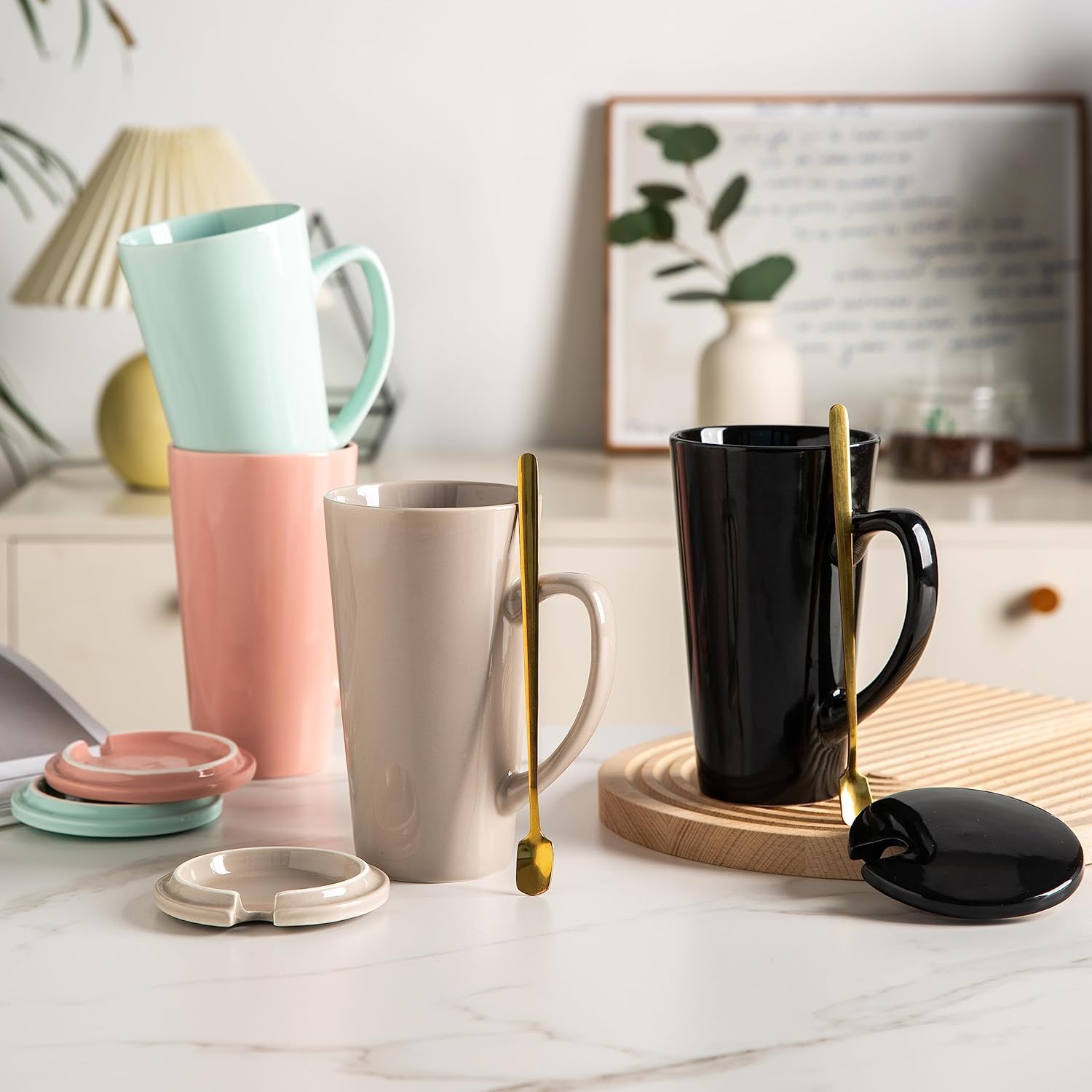 15 Ounce Porcelain Tea Mug with Infuser, Lid and Spoon, Loose Leaf Tea Cup (Pink) - Image 7