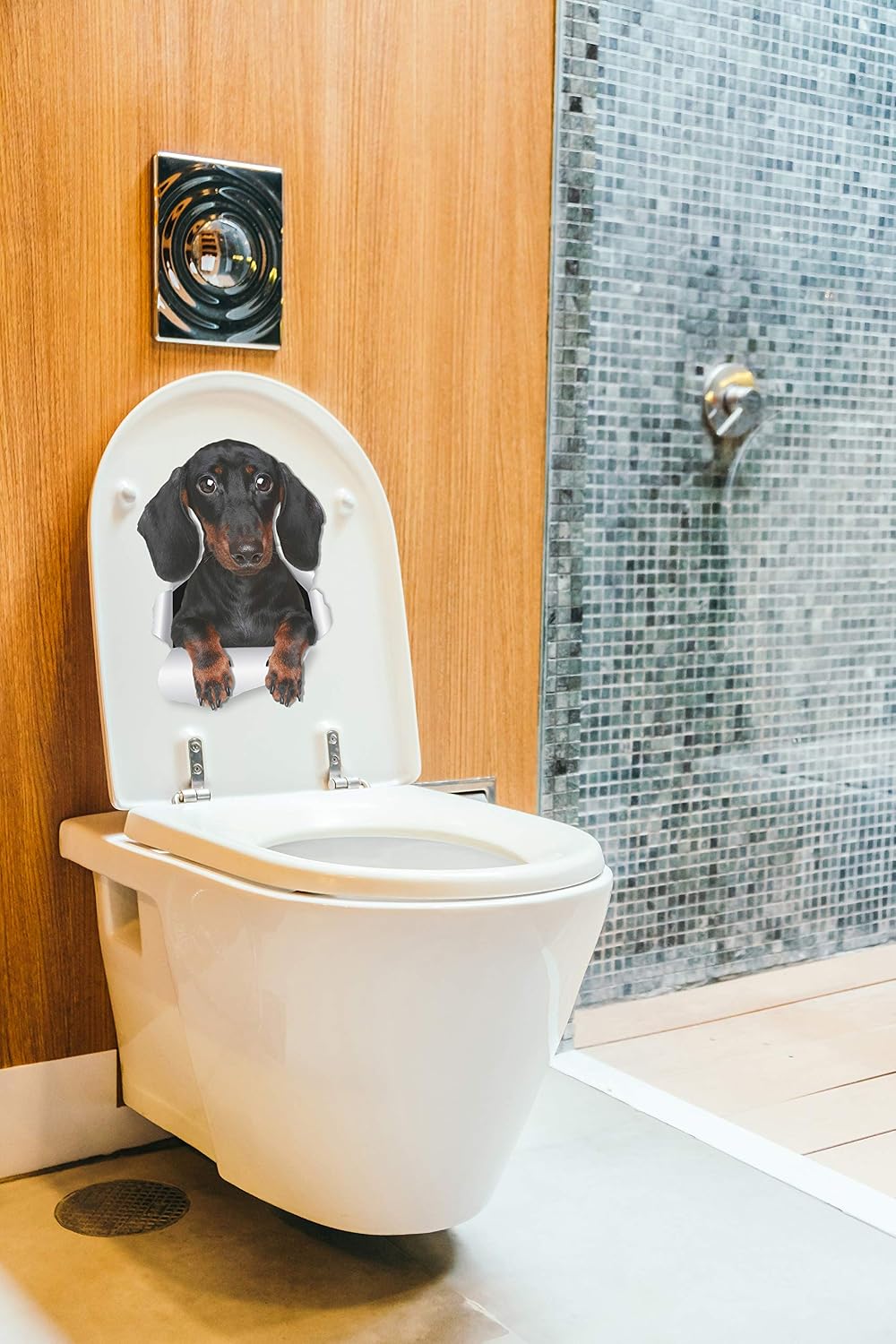 Winston & Bear Cute Dachshund Sausage Dog Wall Decals - 2 Pack - Wiener Dog Toilet Sticker – 3D Dog Car Window and Bumper Sticker - Retail Packaged Dachshund Lover Gifts