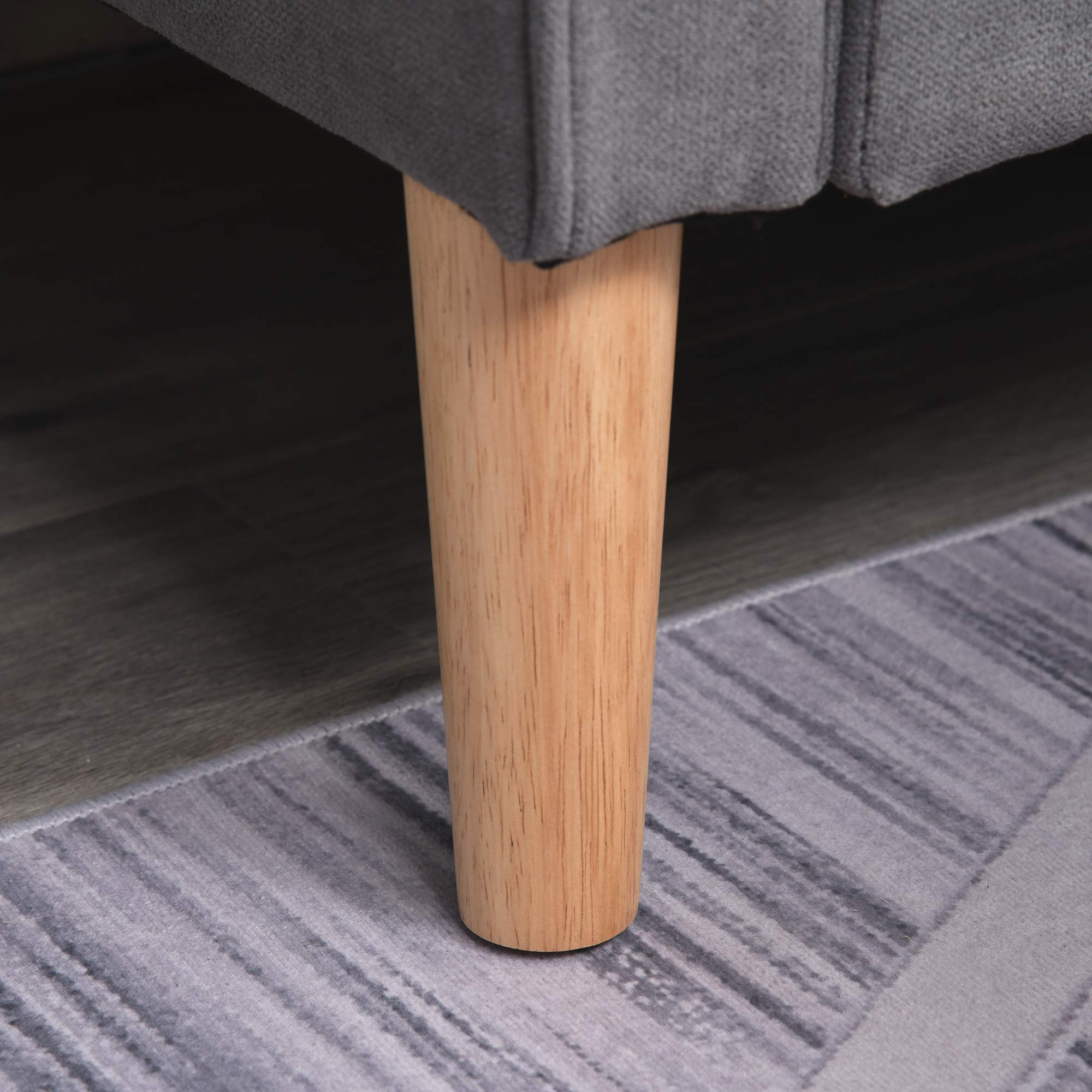 HOMCOM 2 Sitzer Sofa, Couch mit Stauraum, Holzbeine, Gepolsterter Polstersofa mit Samtoptik für Wohnzimmer, Schlafzimmer, 117x 62 x 78 cm, Grau