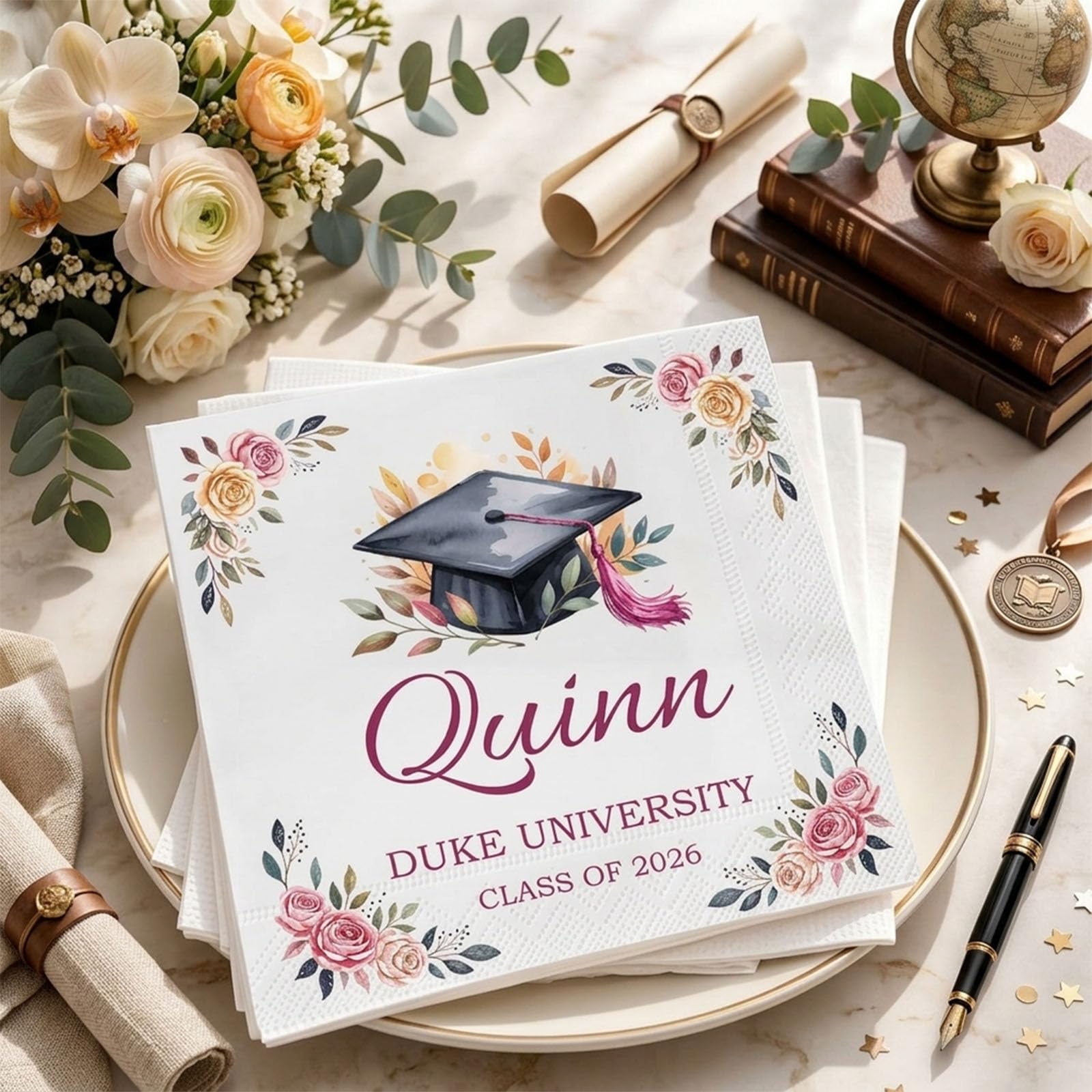 Personalized Printed Paper Napkins, with Your Logo, Image & Text，Graduation