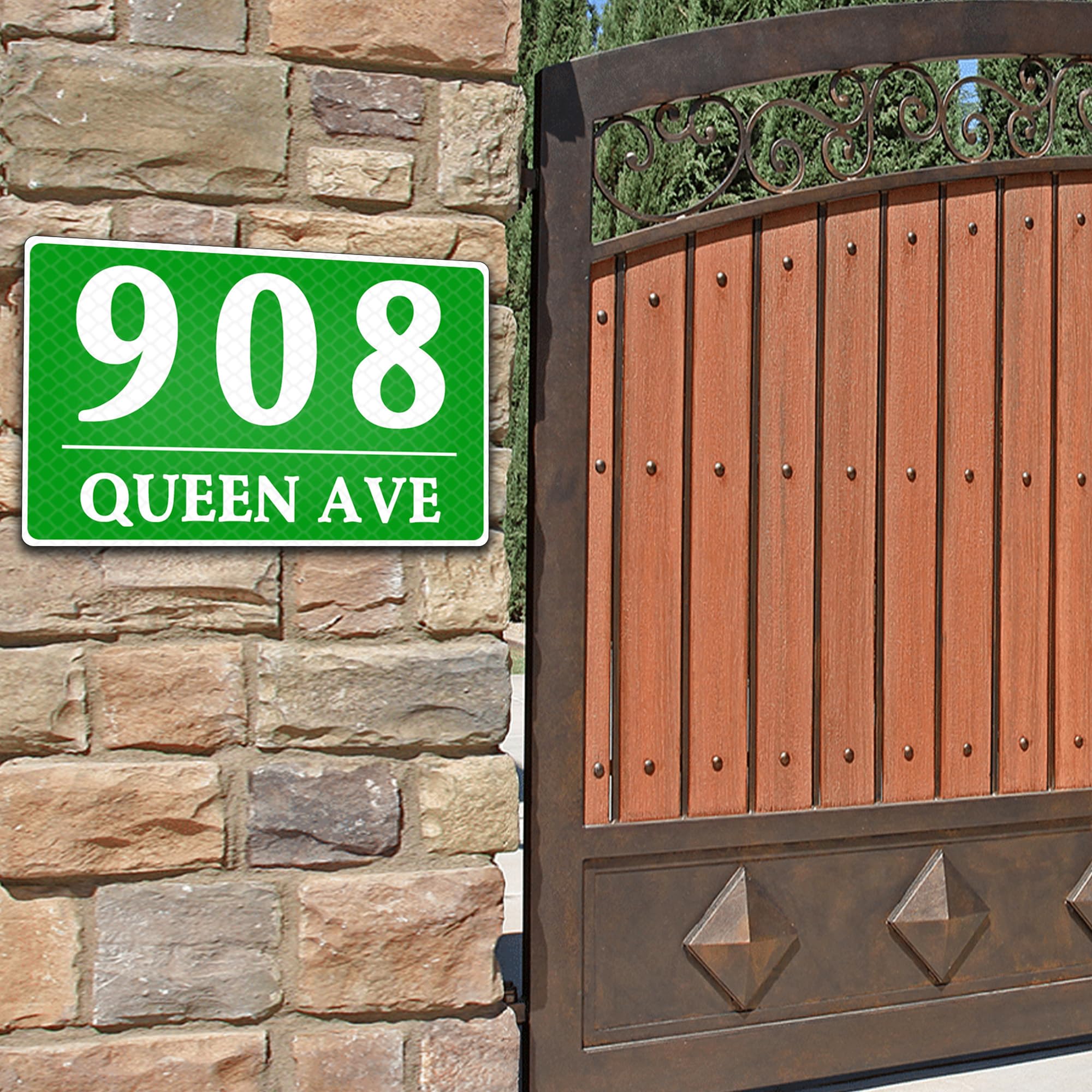 Letrero de dirección de casa reflectante personalizado para exteriores, 18 x 12 pulgadas, placa de dirección de metal personalizada para exteriores, aluminio .040 impermeable, utilizado para