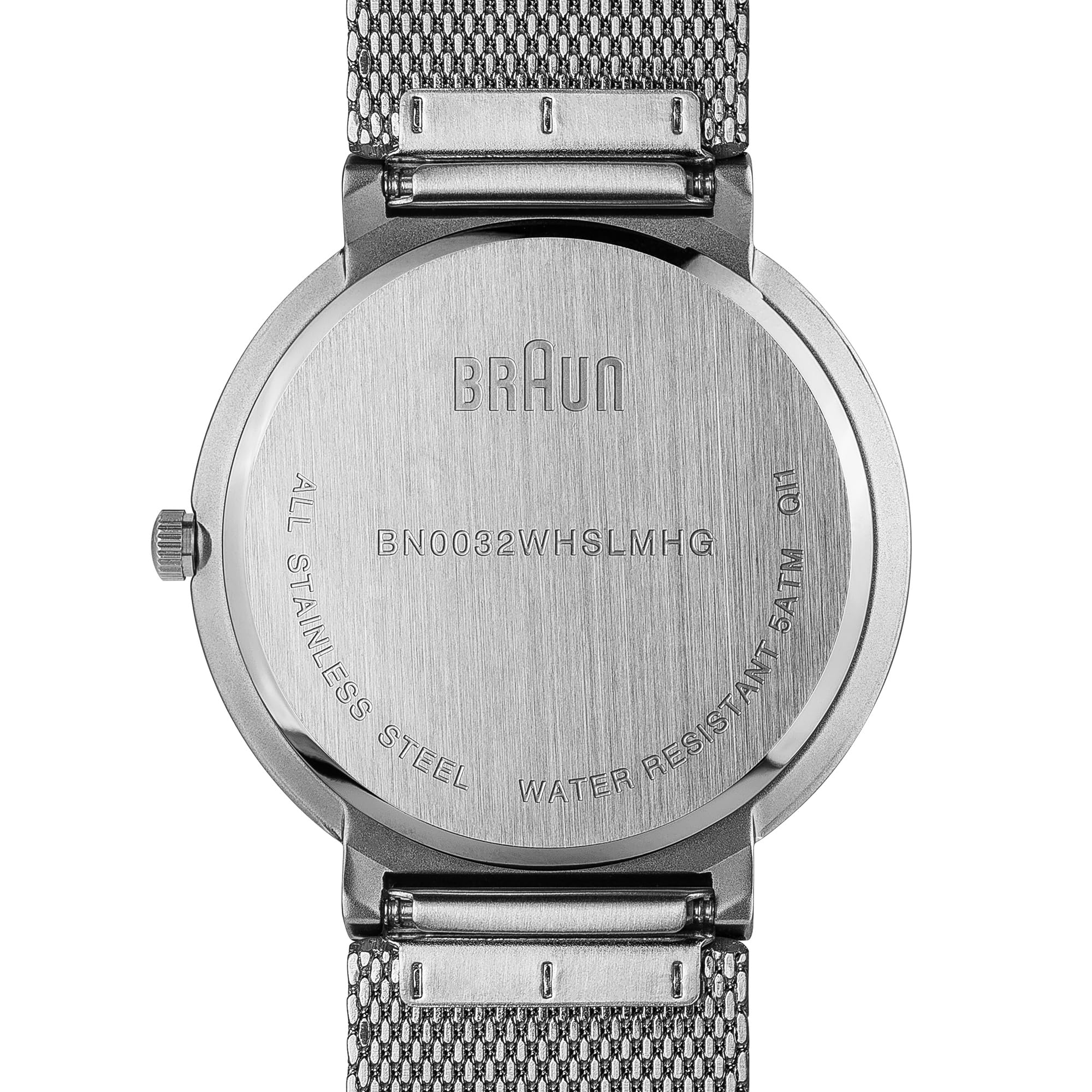 Braun Men's Quartz Three Hand Movement Watch with Analogue Display and Mesh Bracelet