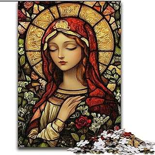 Comprar Rompecabezas de la Virgen María con vitrales, 1000 Piezas, Ideal para Adultos, cumpleaños para Mayores de 14 años 26x38cm