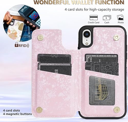 Miniatura 2 de NNH Funda tipo cartera compatible con iPhone XR con bloqueo RFID, ranuras para tarjetas, folio de piel sintética, función atril, doble cierre
