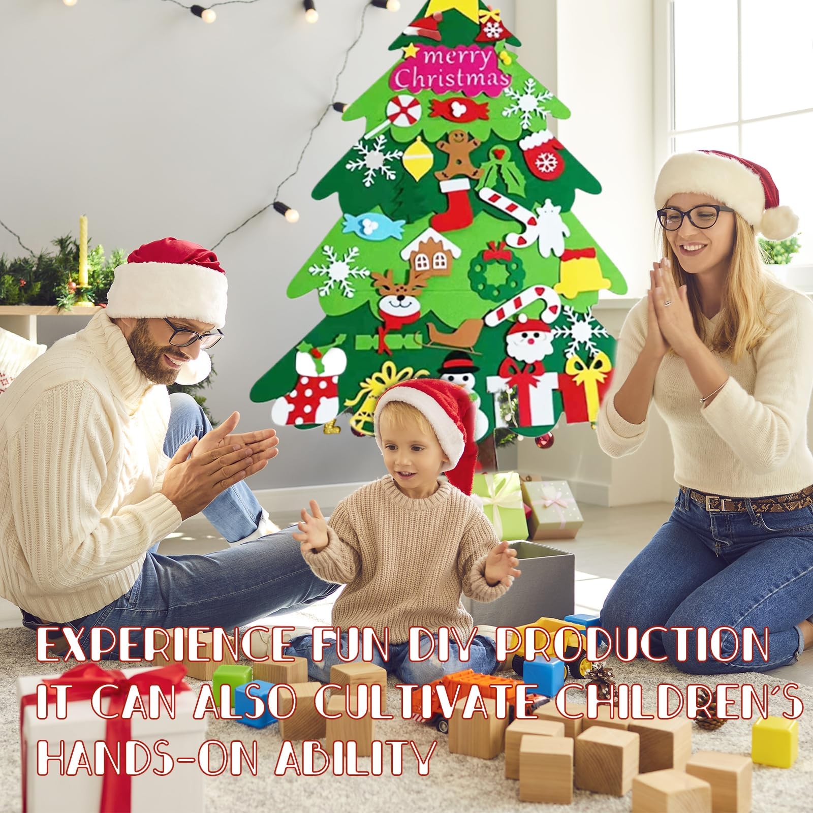 Filz Weihnachtsbaum 3.2ft DIY Mit 40 Deko-Teilen - Kinder Weihnachtsdeko