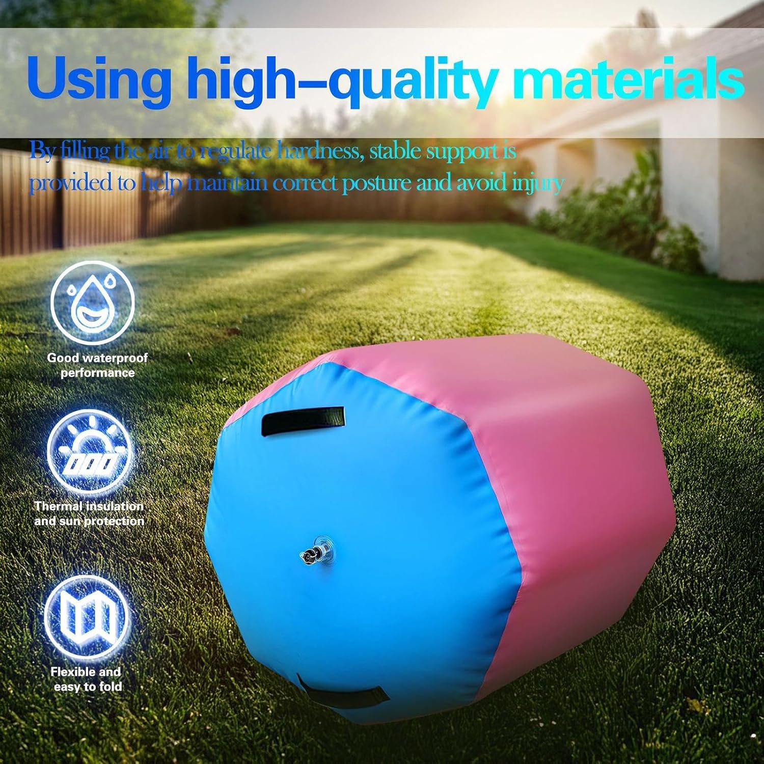 Air Roller Gymnastics Barrel - Tumble Track Backhandspring Mat, Backbend Trainer with Pump, Inflatable Tumbling Roller Air Mat | Gymnastics Tumbling Equipment for Fitness Training Home Yoga Gym