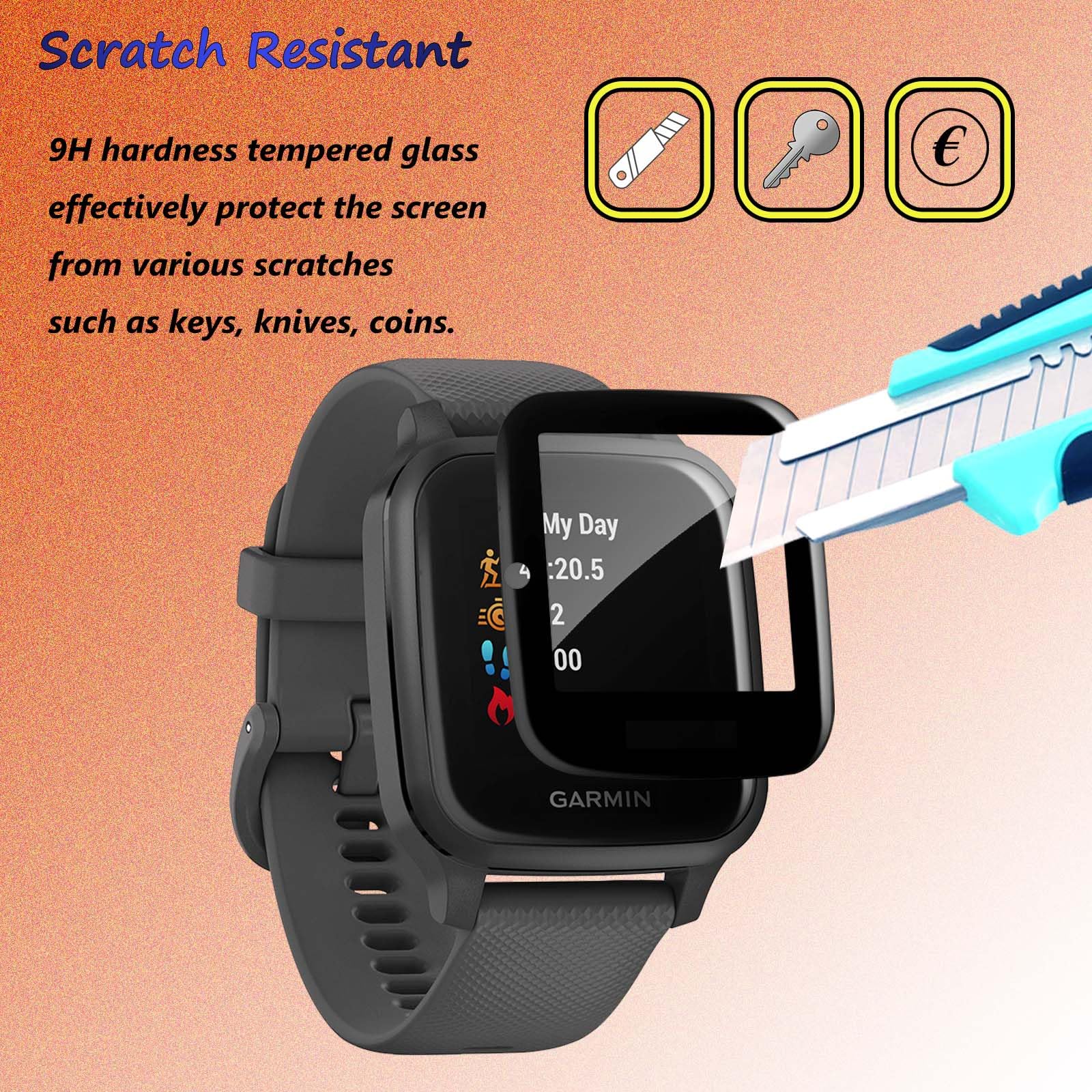 QZYF [4 sztuki] Folia ochronna do Garmin Venu Sq/Garmin Venu Sq Music, bez pęcherzyków powietrza, odporna na zarysowania, zakrzywiona 3D, ochrona wyświetlacza HD, do Garmin Venu Sq / Garmin Venu Sq