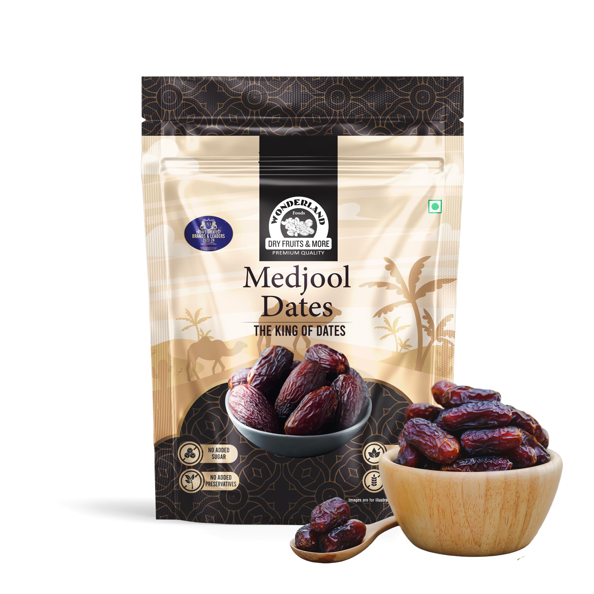 Wonderland Foods 200g Premium Medjool Dates Pouch | King of Dates | Dry Fruits Healthy & Nutritious Soft Khajoor, Khajur Rich In Iron, Fibre & Vitamins, Fresh