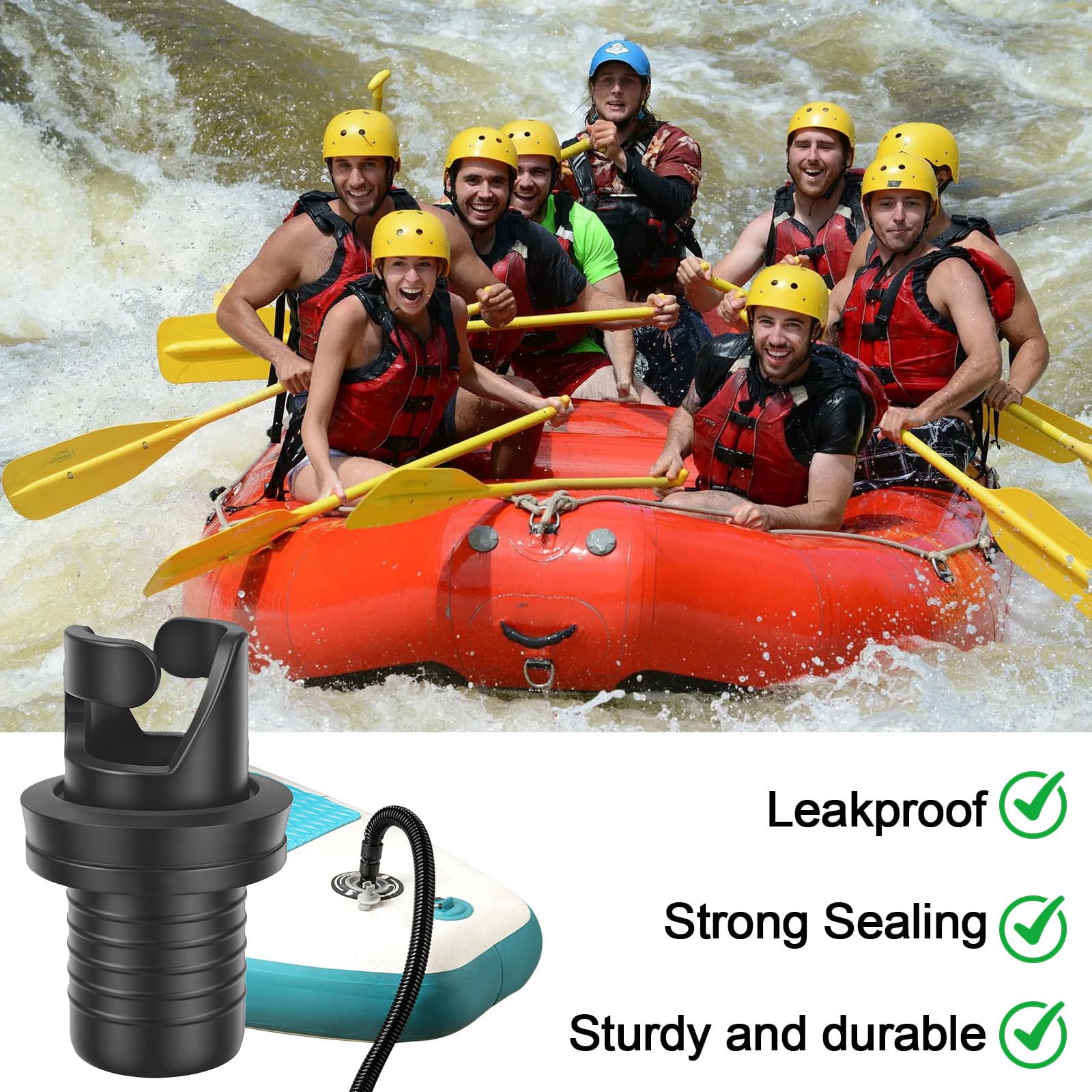 2 Pezzi Adattatore per Valvola Gommone, Nero Adattatore Pompa SUP, Plastica Adattatore per Kayak Valvola H-R, Adattatore Pompa per Gonfiabili, Adattatore Valvola Aria SUP per Barca, Gommoni