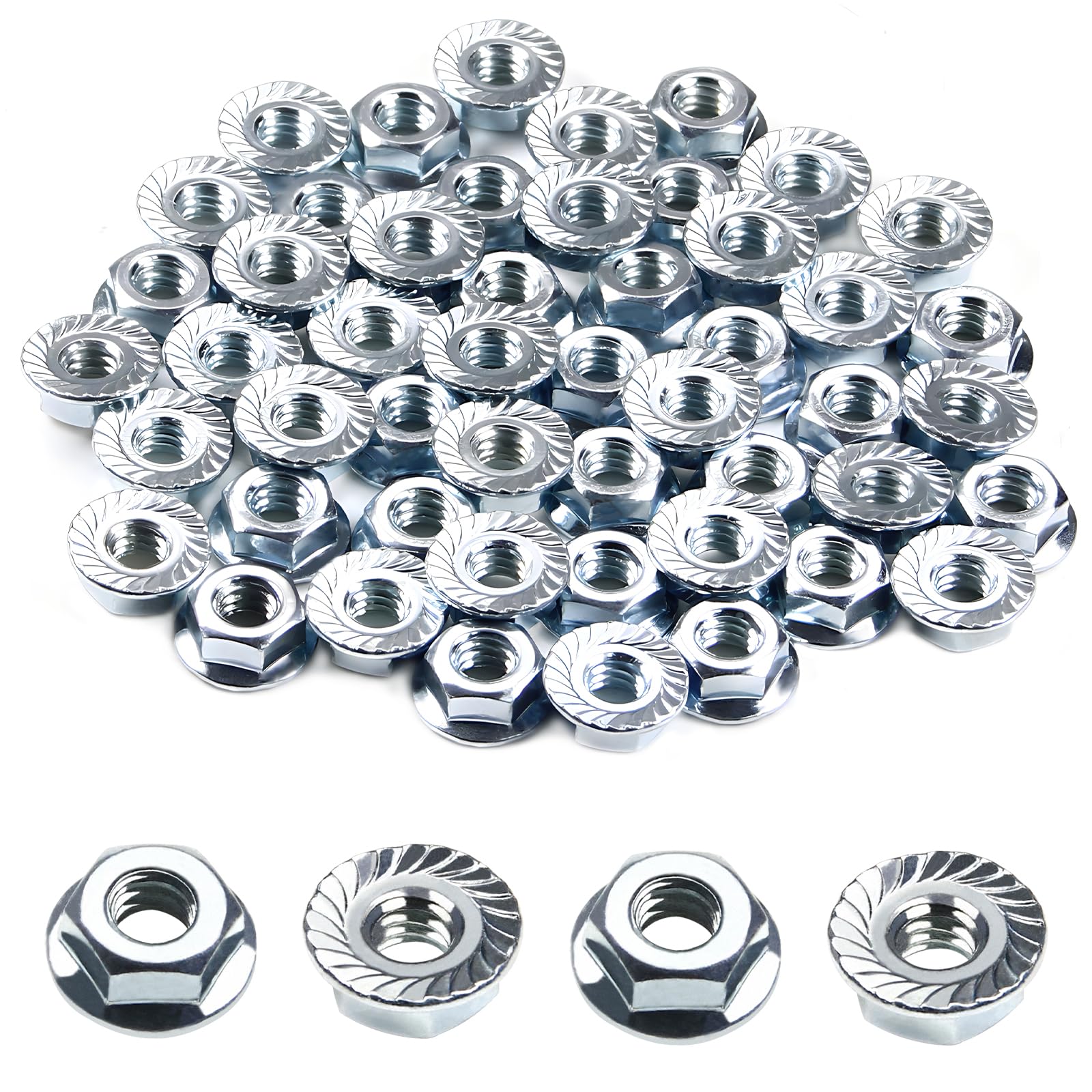 1/4-20 Serrated Flange Hex Nuts, 1/4" Hexagon Flange Nuts, 304 Stainless Steel, UNC Nuts Fasteners, Replacement Nut for DIY Home Mechanism, 50 Pack