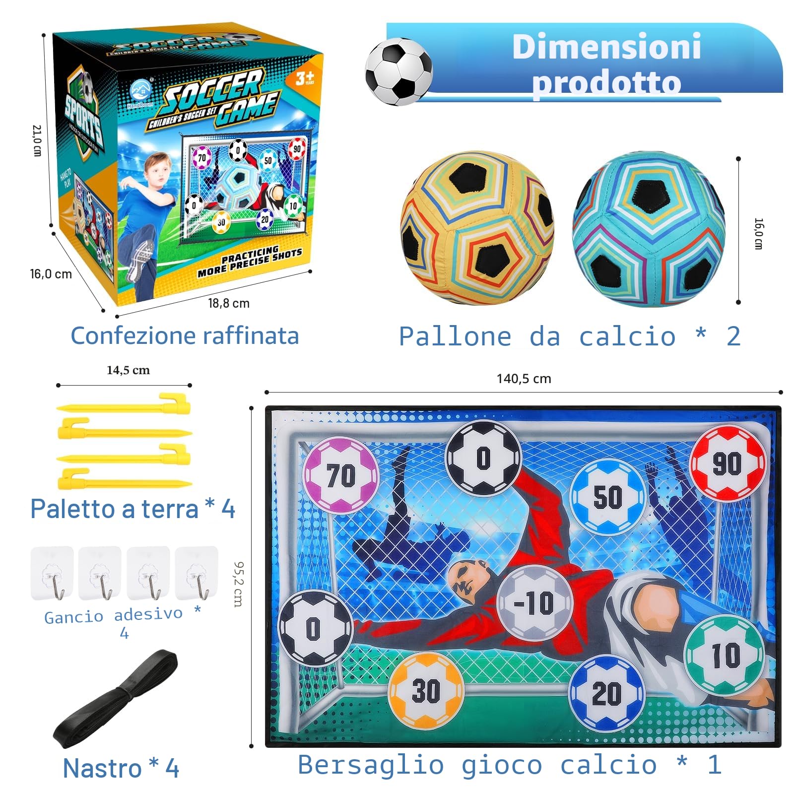 VATOS Set da Gioco con Pallone da Calcio per Bambini, Porta da Calcio in Cortile per Interni ed Esterni con Palline, Regalo di Compleanno per Ragazzi e Ragazze di 3 4 5 6 7 8 Anni Giocattolo Sportivo