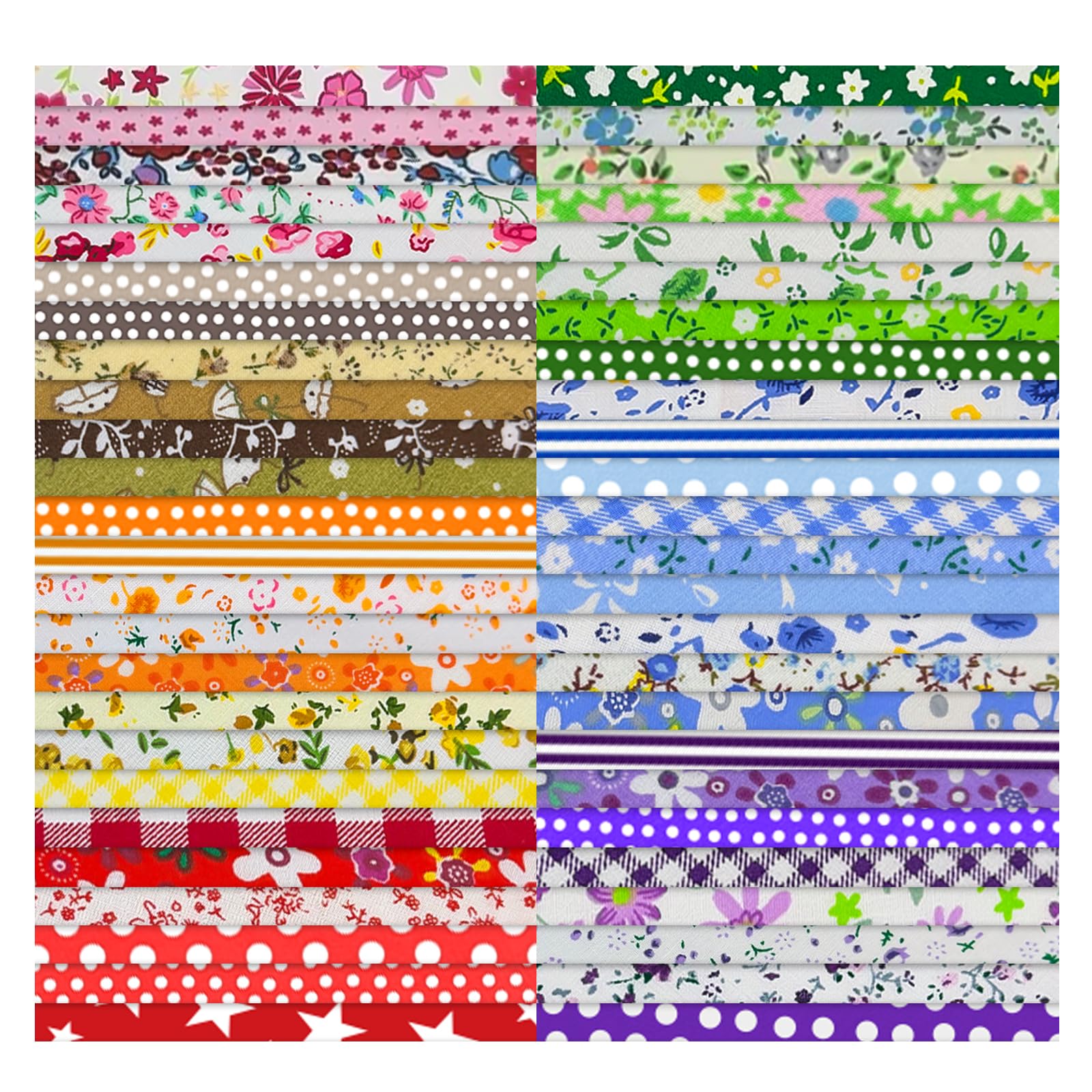 Aucuu 50PCS Fat Quarters Fabric Bundles, 10 x 10cm Fabric Bundles, Quilting Cotton, Bundle Quilting Craft FA-BRIC, Precut Easter & Spring Cotton FA-BRIC for DIY Crafts, Sewing, Patchwork, Home Decor