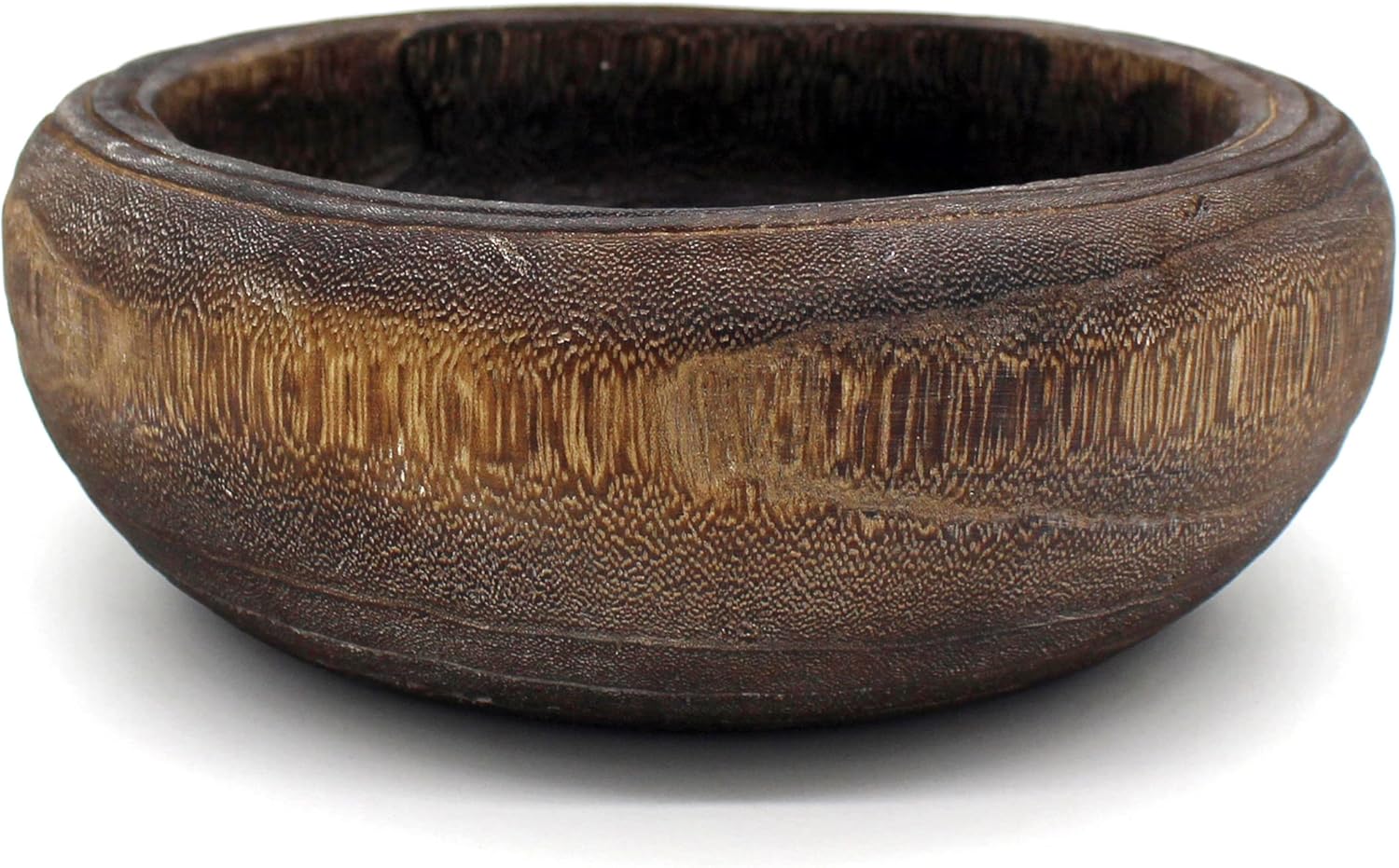 CVHOMEDECO. Primitives Solid Wood Functional and Collectible Bowl Vintage Round Hand Carved Wooden Bowl Rustic Treenware Artworks for Serving Nuts Snacks Fruits or Accent Decor, 9 Inch