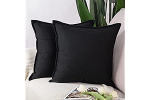MADIZZ 20x20 Black Pillow Covers Set of 2 - Premium Linen Throw Pillowcases
