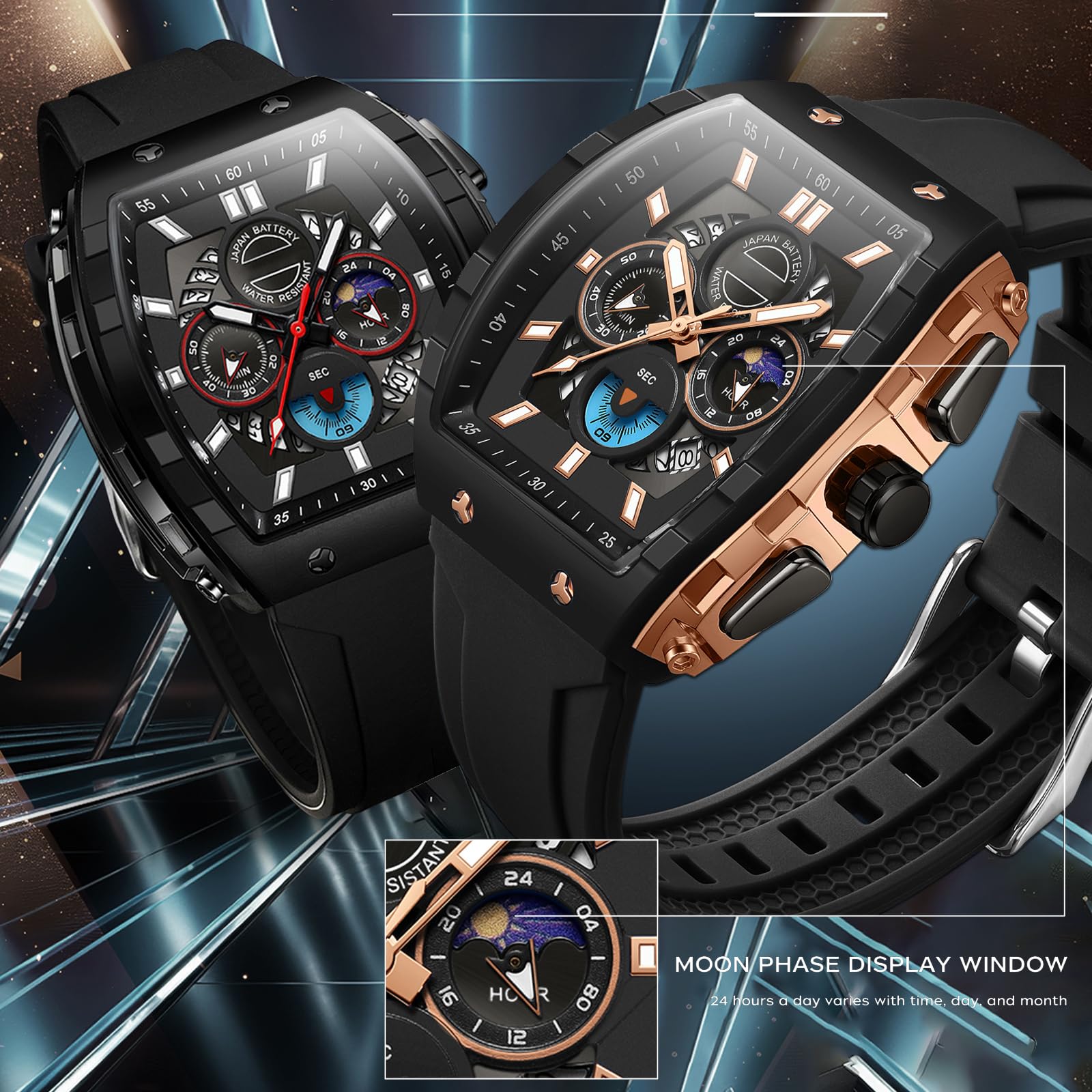 Orologio da polso da uomo, militare, impermeabile, digitale, da uomo, con display luminoso a LED, lancette analogiche e numeri digitali