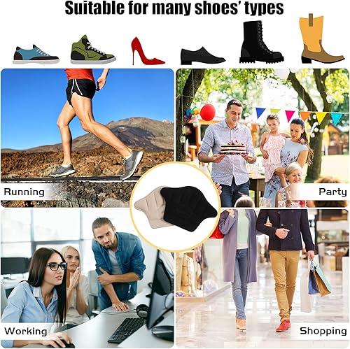 Miniatura 3 de 12 empuñaduras de talón para hombres y mujeres, almohadillas de talón para zapatos demasiado grandes, insertos de cojín de talón de cuero para