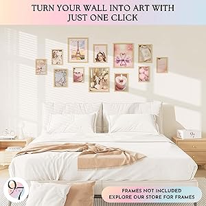 97 Decor Pink Coquette Room Decor Aesthetic - Vintage Coquette Wall Decor, Cute Coquette Posters For Girls Dorm Decorations, Girly Wall Art Prints Pink Pictures For Bedroom (8x10 Unframed)