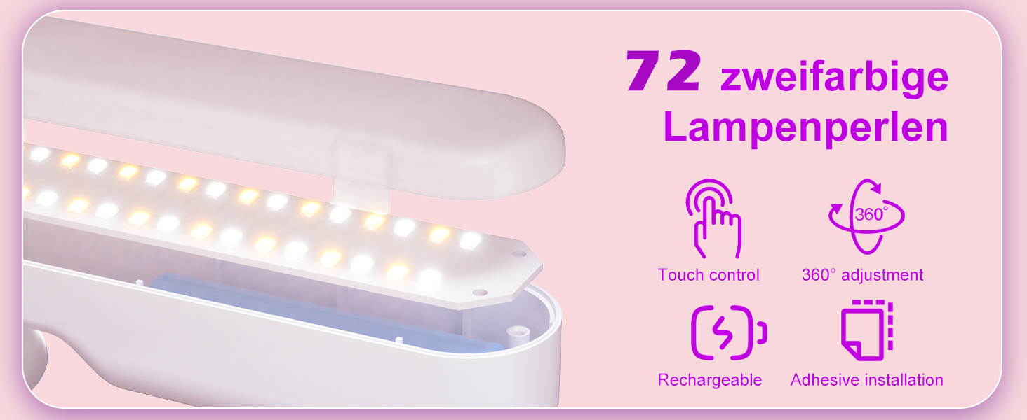 LED Schminkspiegel Licht Dimmbar - USB Kabellos Ohne Bohren