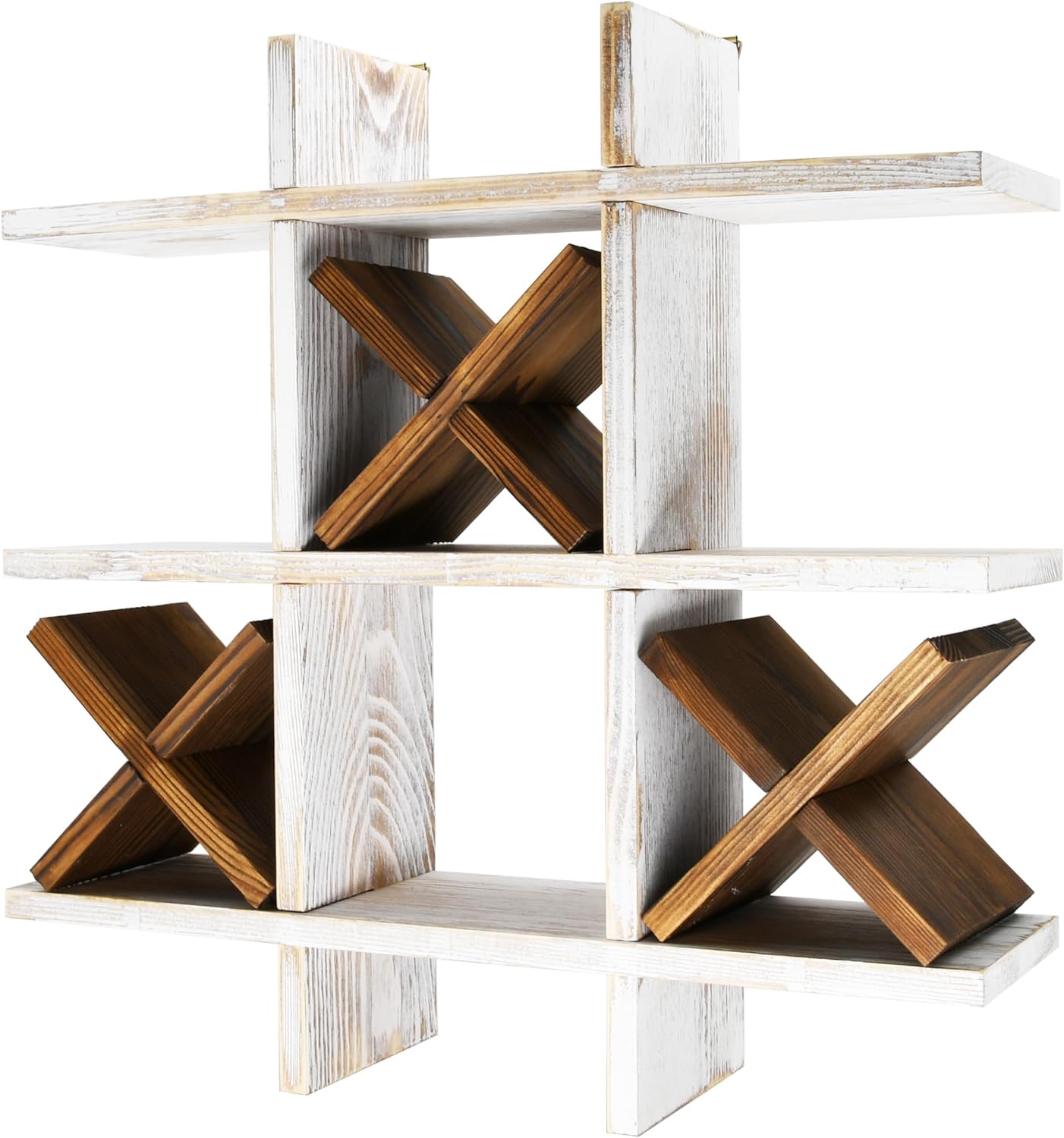 Tic Tac Toe Toilet Paper Holder Rack Rustic Whitewashed Wooden Toilet Paper Storage Bathroom Hanging Storage Wall Mounted Shelves Décor for Toilet Tissue Farmhouse