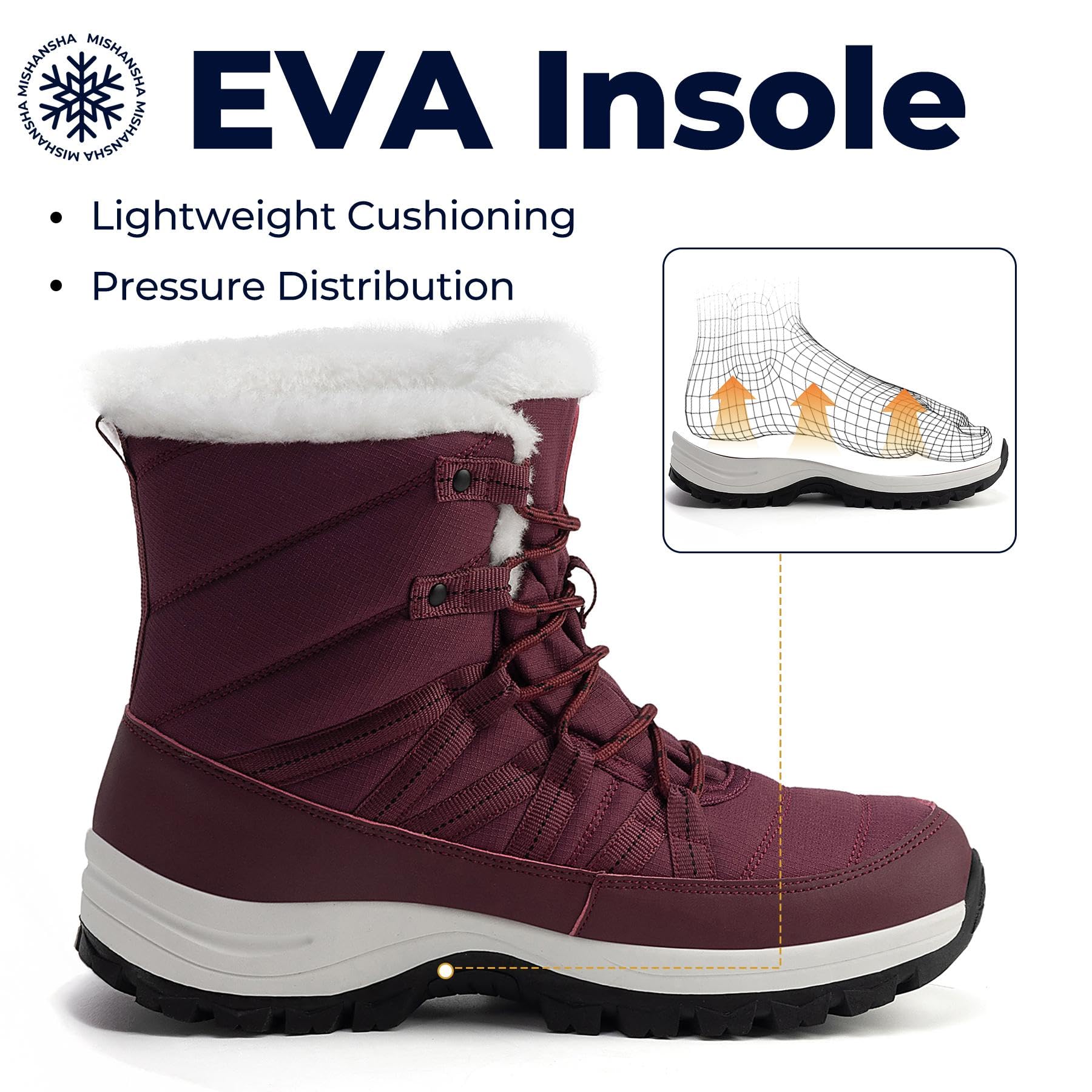 Mishansha Stivali da Neve Invernali Donna Calde Foderate Gr.36-42 EU | Scarpe Invernali,Scarpe Trekking,Scarponcini Invernali,All'Aperto,Stivaletti,Antiscivolo
