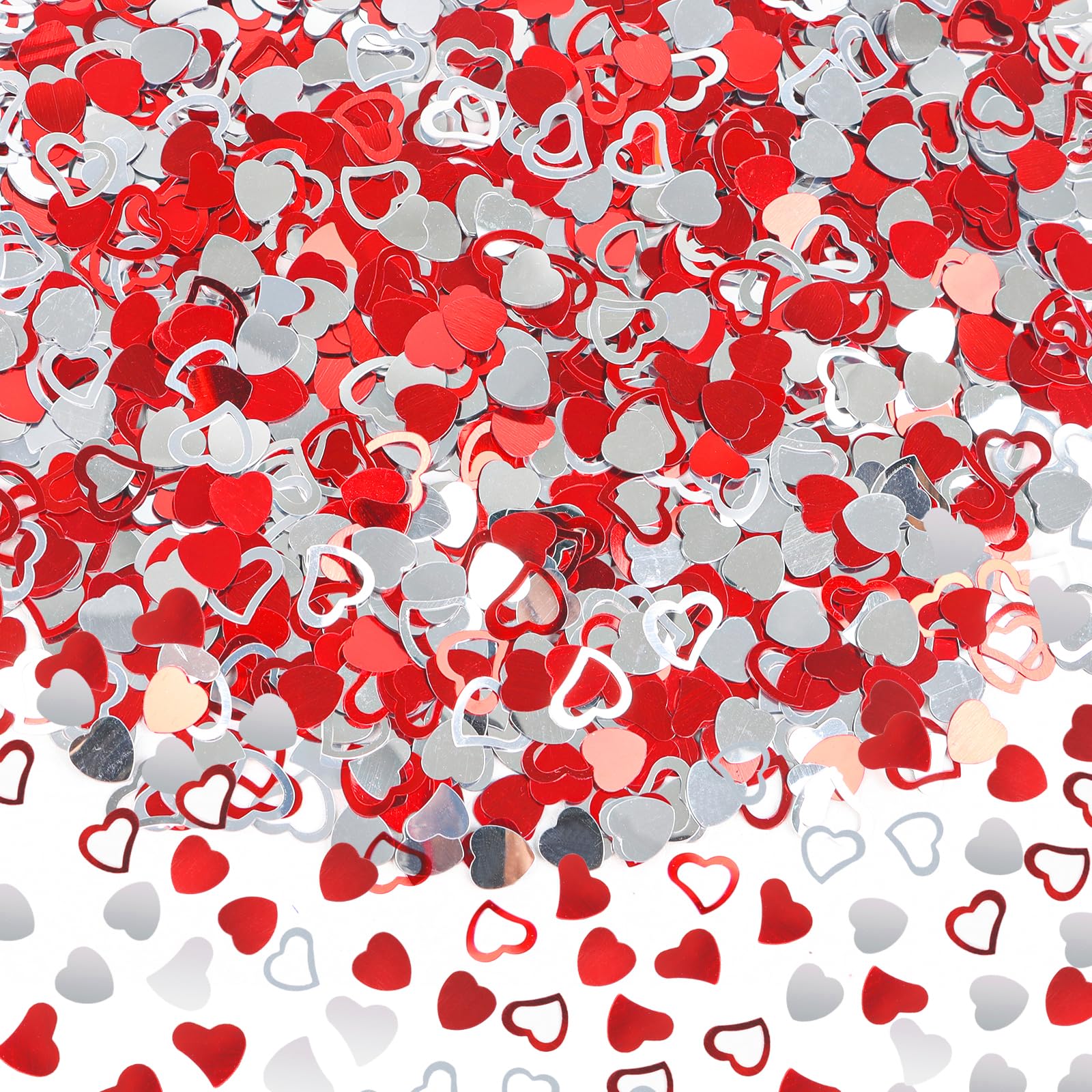 FOIMAS Heart Table Confetti,2.1oz Valentine's Day Metallic Foil Heart Confetti Sequin for Valentine's Day Wedding Bridal Shower Birthday Party Decoration Supply