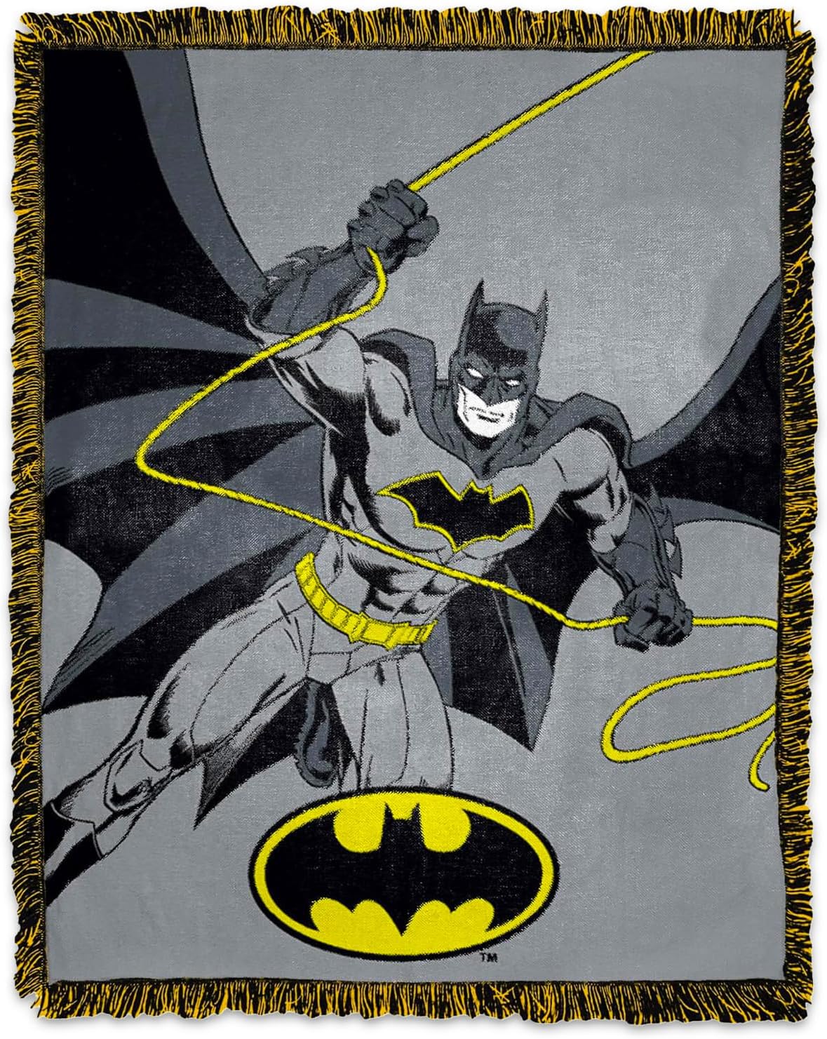 DC Comics Batman Fleece Blanket for Kids - Bundle Sherpa Throw, Stickers, Phone Wallet, and More | Batman Blanket Size 40x50 (Black/Yellow) - Image 2