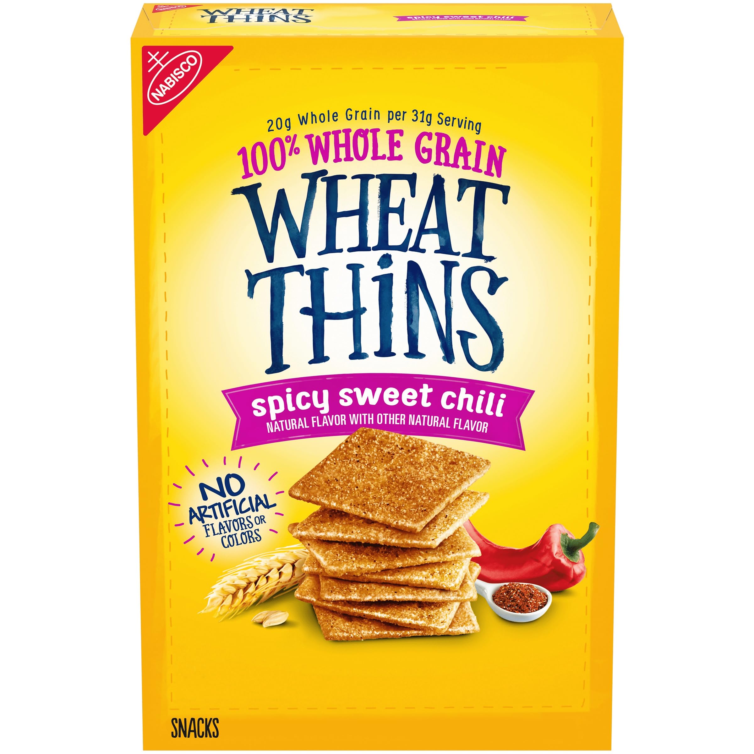 Wheat Thins Spicy Sweet Chili Snacks, Whole Grain Wheat Crackers, Snack Crackers, 8.5 oz