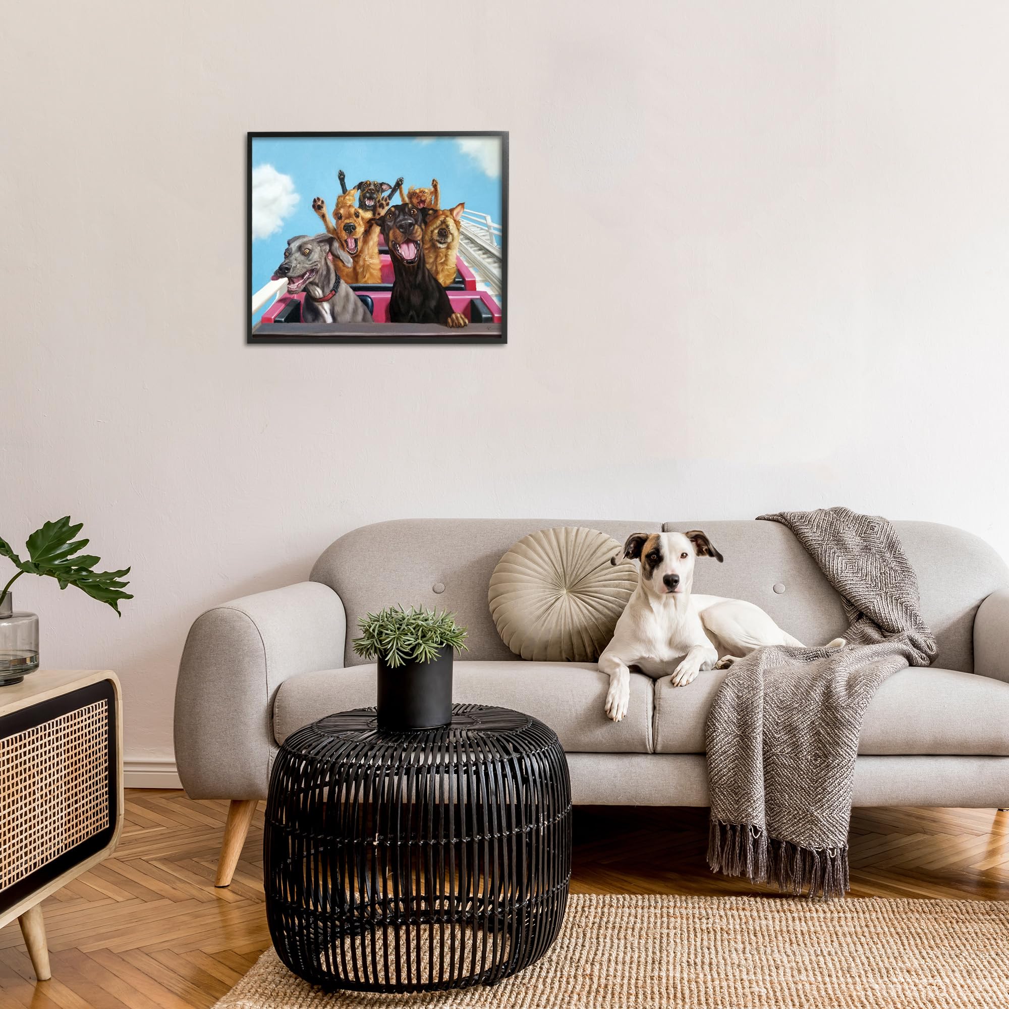 Amazon.com: 'Dogs Riding Roller Coaster'| Framed Giclee Art
