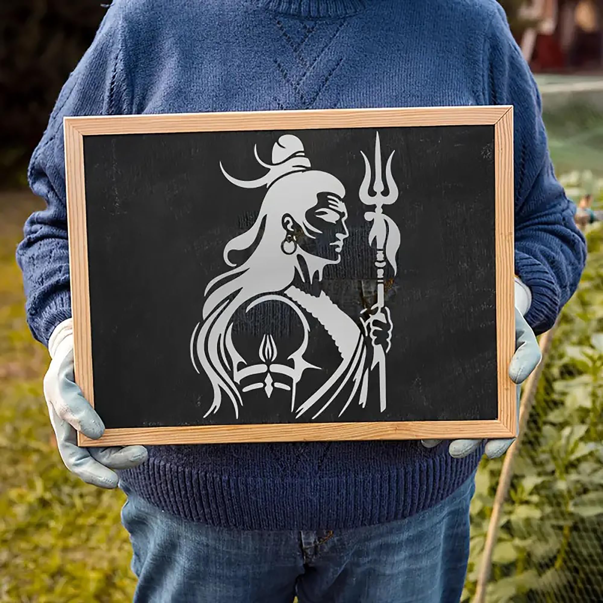 Cliths Shiva Stencils for Painting Reusable Hindu God Character Stencil for Art Craft Wall Wood Fabric Canvas Drawing DIY Home Decor Plastic Sheet for Kids and Adults 2