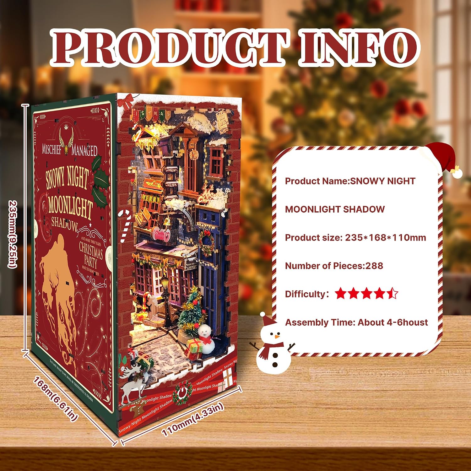 Book Nook kit with LED Christmas DIY Miniature Dollhouse Kit image 3