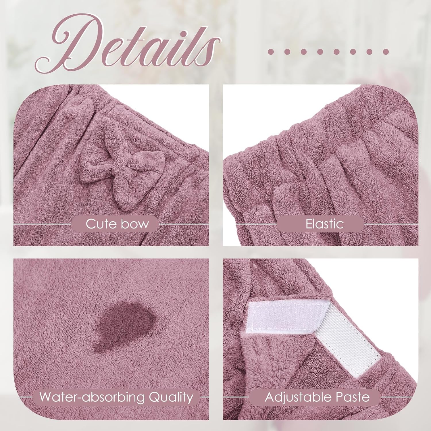 Xtinmee 2 Sets Plus Size Womens Wrap Towel with Hair Towel Bath Towel Wrap Shower Dress Towel Spa Wraps for Women's Bathrobe (Purple) - Image 3