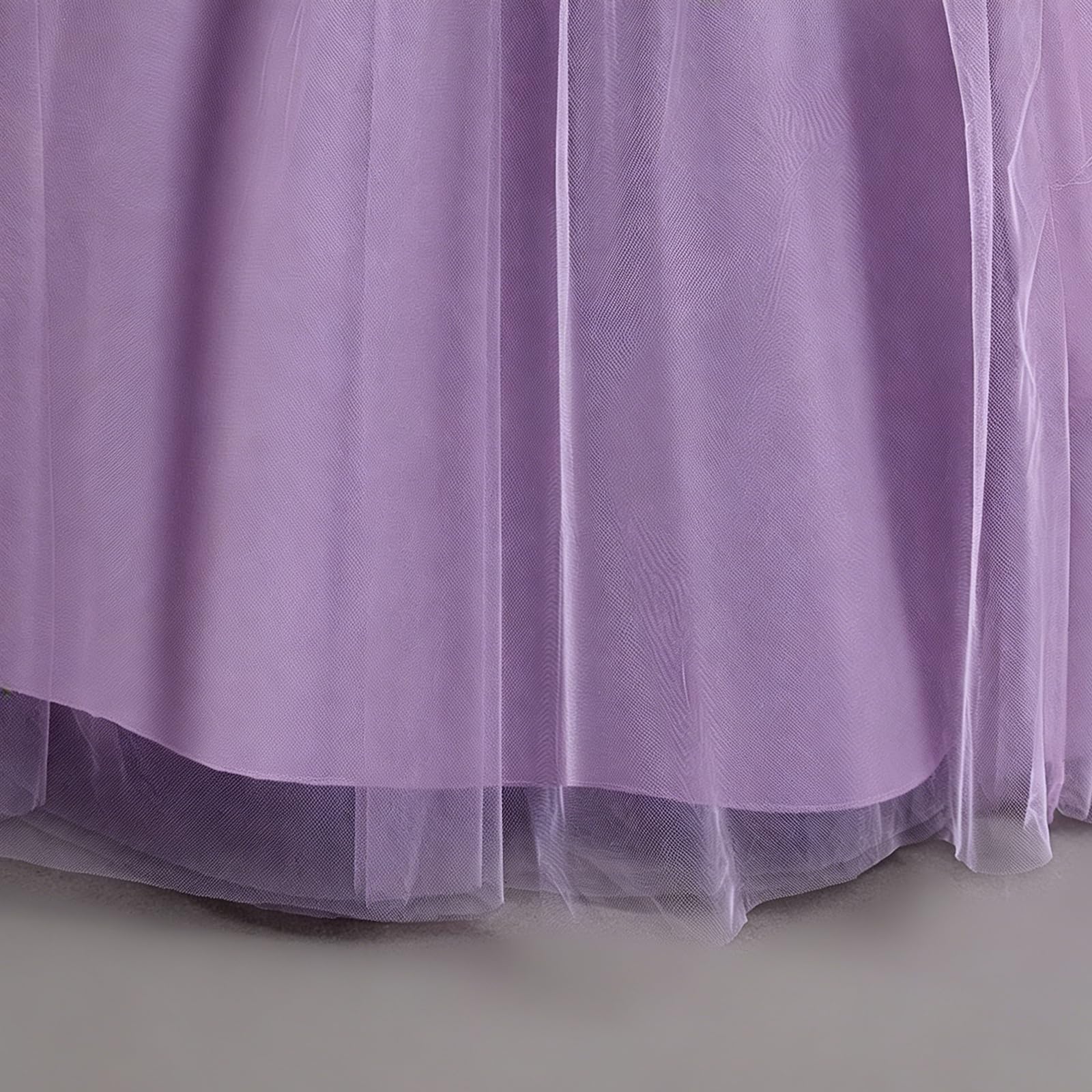 Discoball Mädchen Kuchen Stil Lange Kleid Unregelmäßige Puffärmel Puffy Prinzessin Kleid für Party Hochzeit Taufe Geburtstag Festzug, violett, 6-7 Jahre
