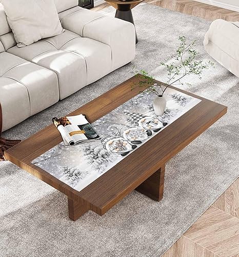 Miniatura 2 de Camino de mesa de Navidad gris de 36 pulgadas corto, de lino de algodón, pequeño, cocina, comedor, mesa de café, decoración de tocador, camino de