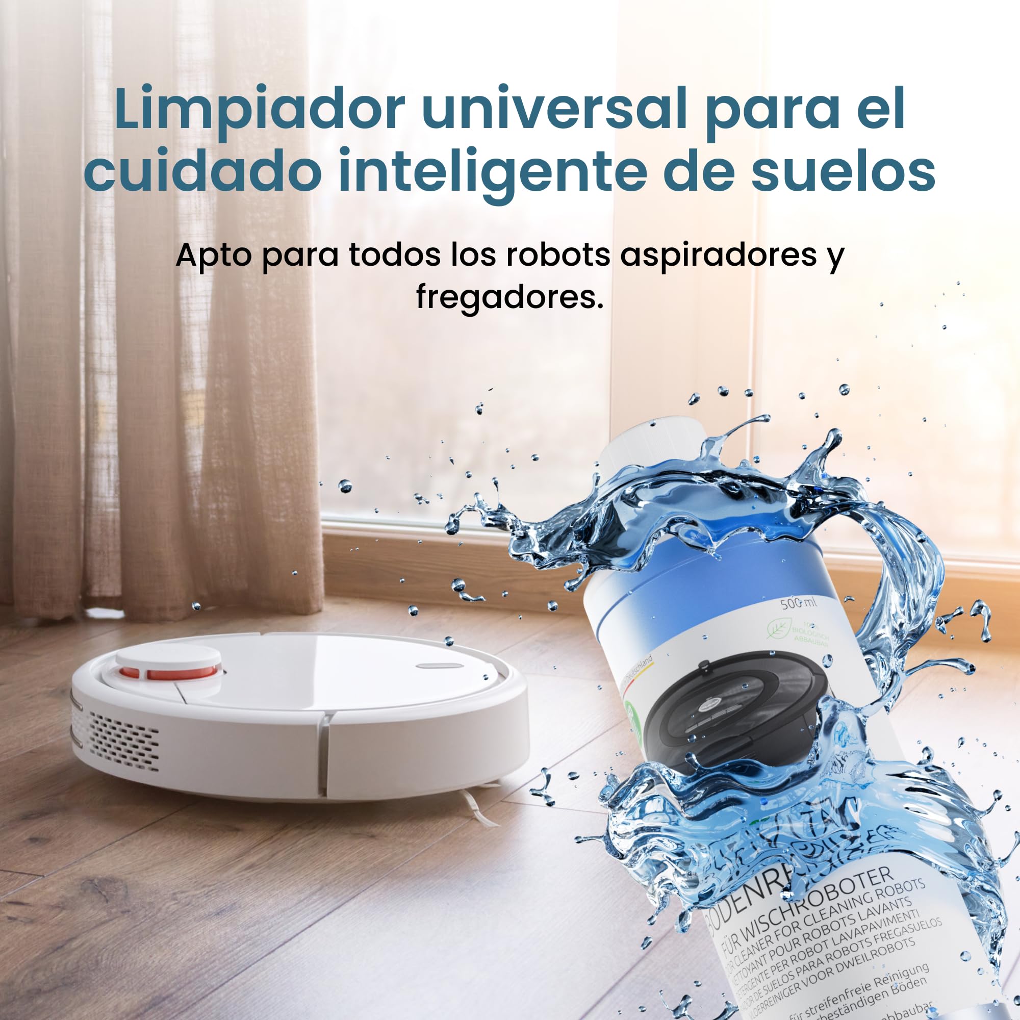PURIVITA® Detergente Robot Aspirador 1L - Líquido para Robot Friegasuelos - Limpia Suelos para Robots Aspiradores