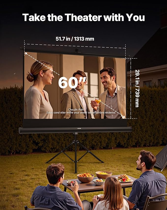 Pantalla VEVOR con Trípode 60 Pulgadas 16:9 4K HD Portátil miniatura 2