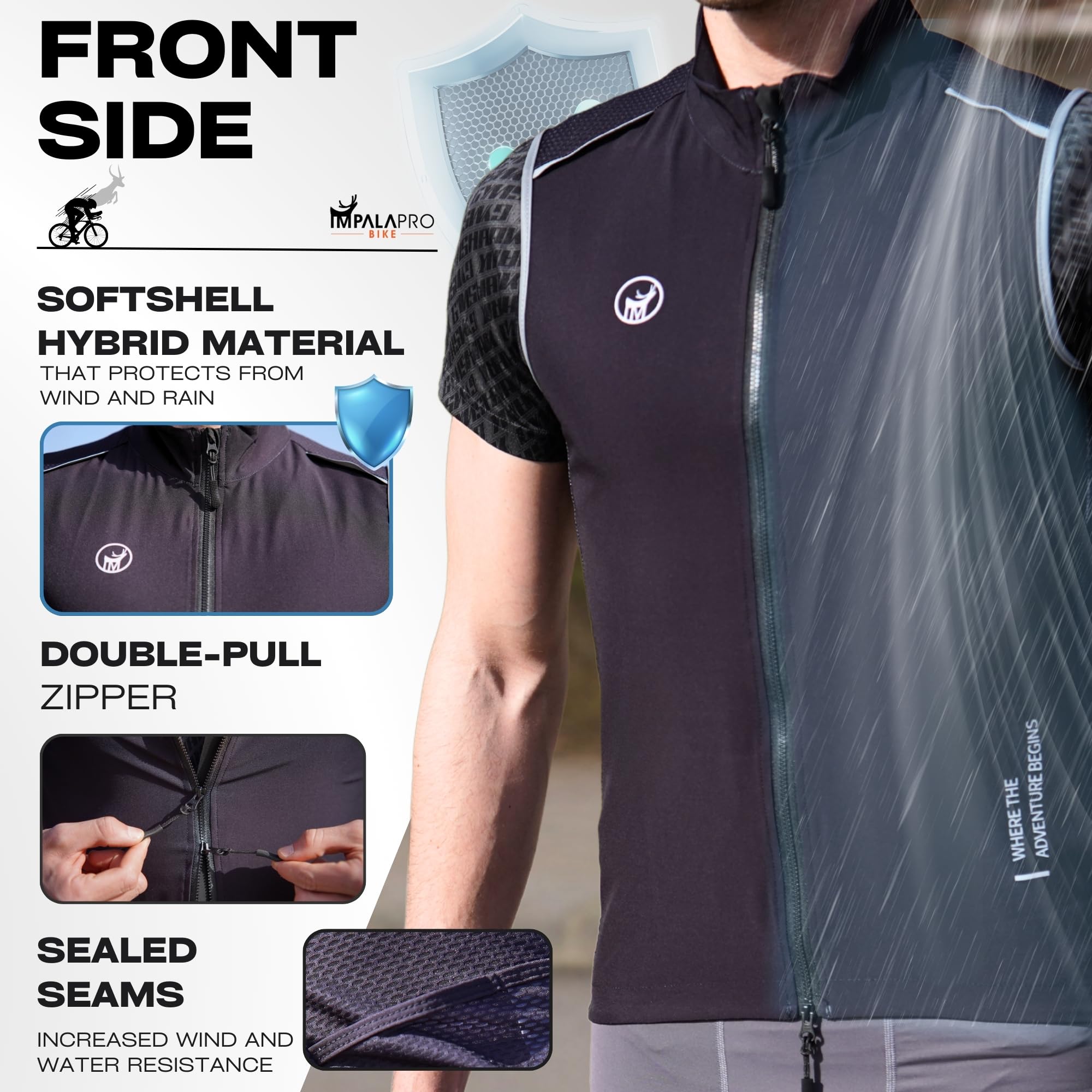 IMPALAPRO Gilet Vélo Réfléchissant – Gilet Sans Manche Coupe Vent Vélo
