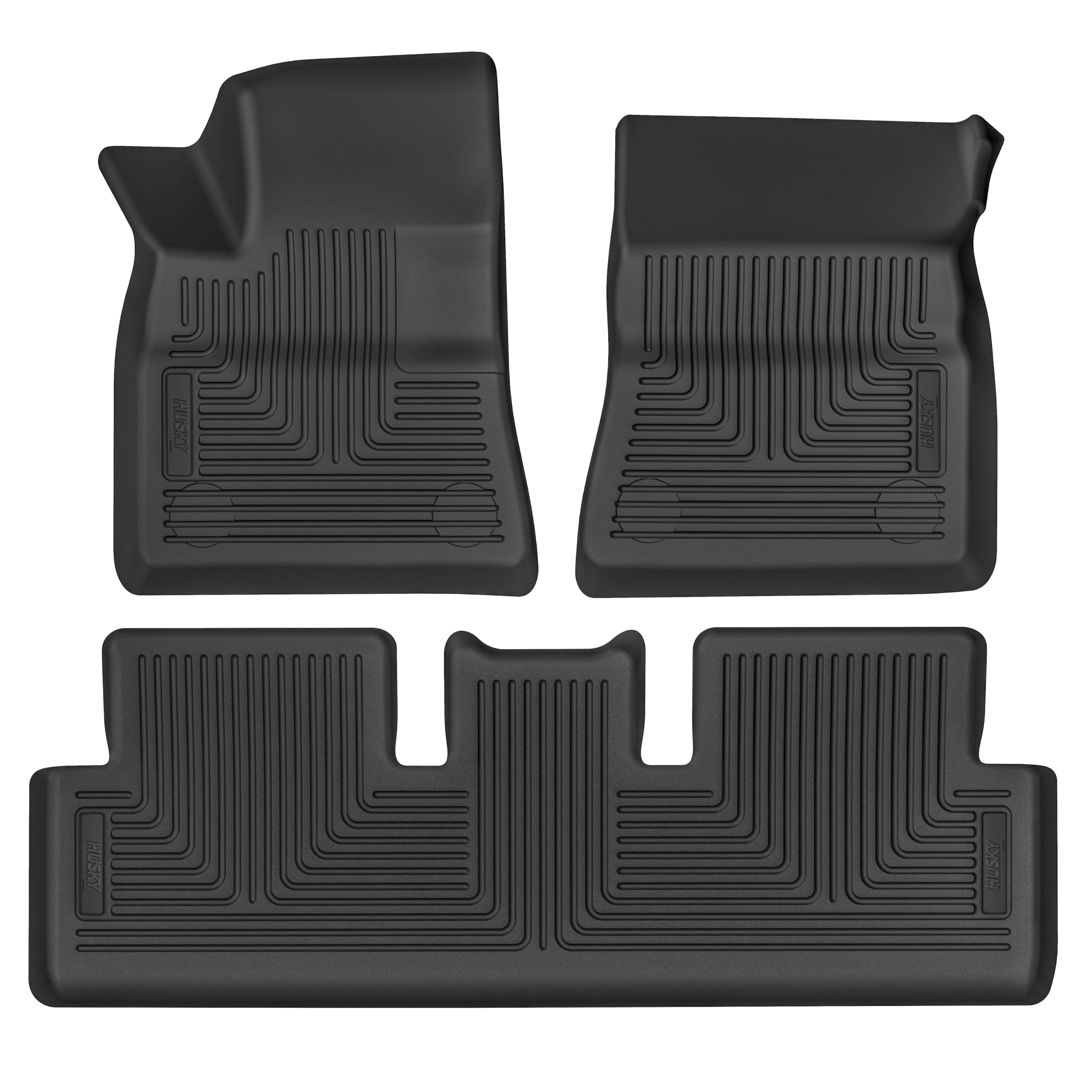 Husky Liners Weatherbeater Floor Mats | Fits 2017-2024 Tesla Model 3 | Front & 2nd Row, 3-pc Black - 95091