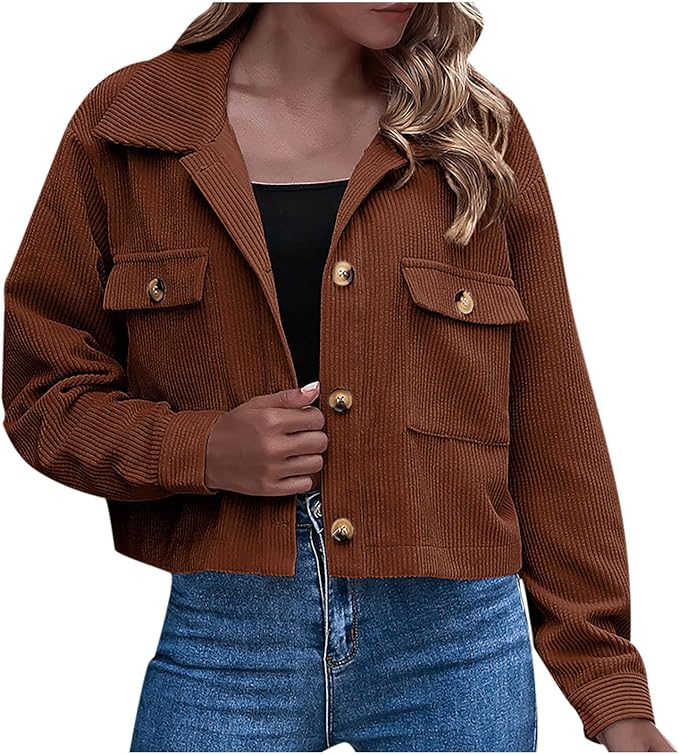 Women's Corduroy Jacket Short Shirt 