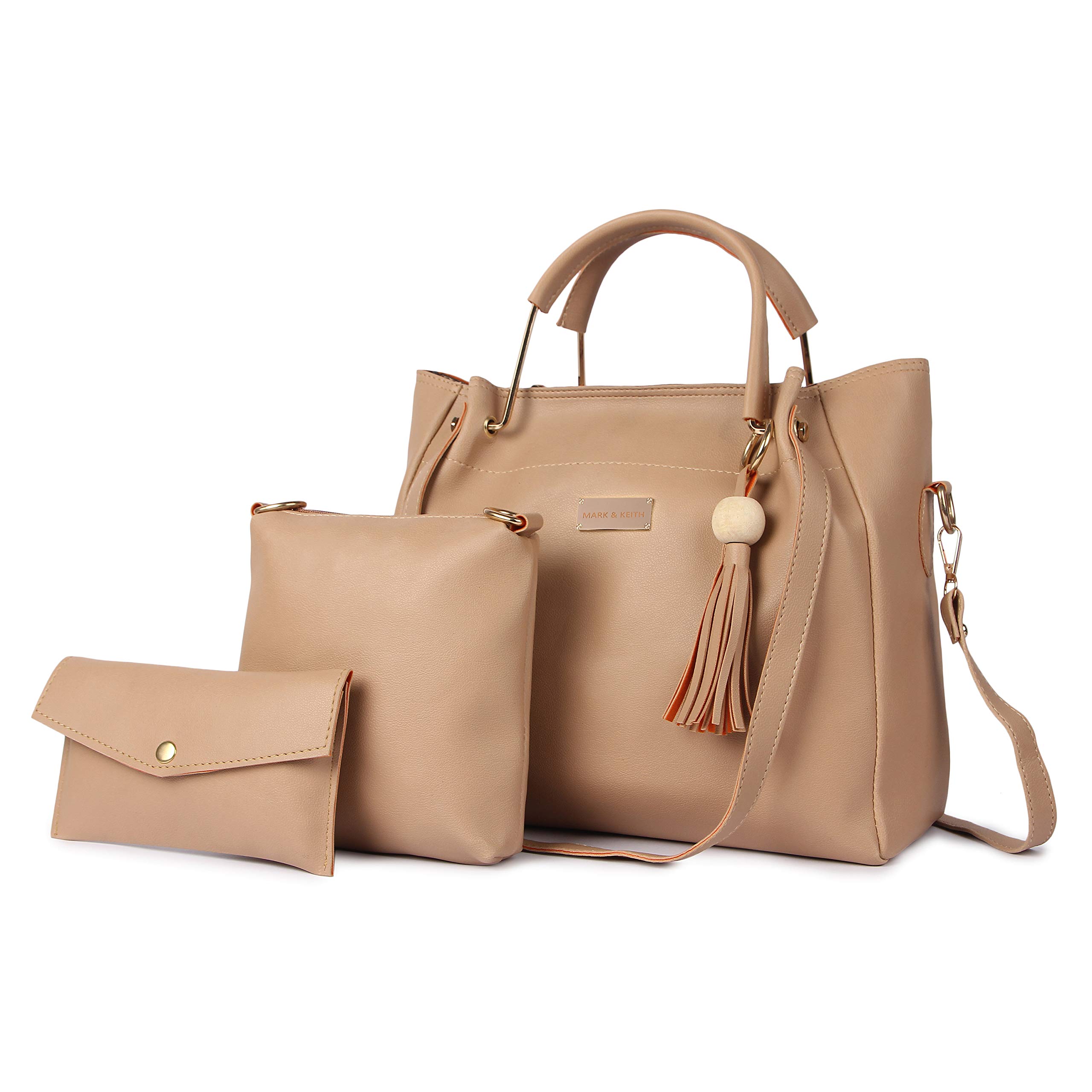 MARK & KEITH Faux Leather Women Combo Handbag | a handbag, a sling bag and a sling pouch | Adjustable and Removable Strap | handbag for women and girls set of 3 (Beige) (B08BP67NVX) Amazon Price History, Amazon Price Tracker