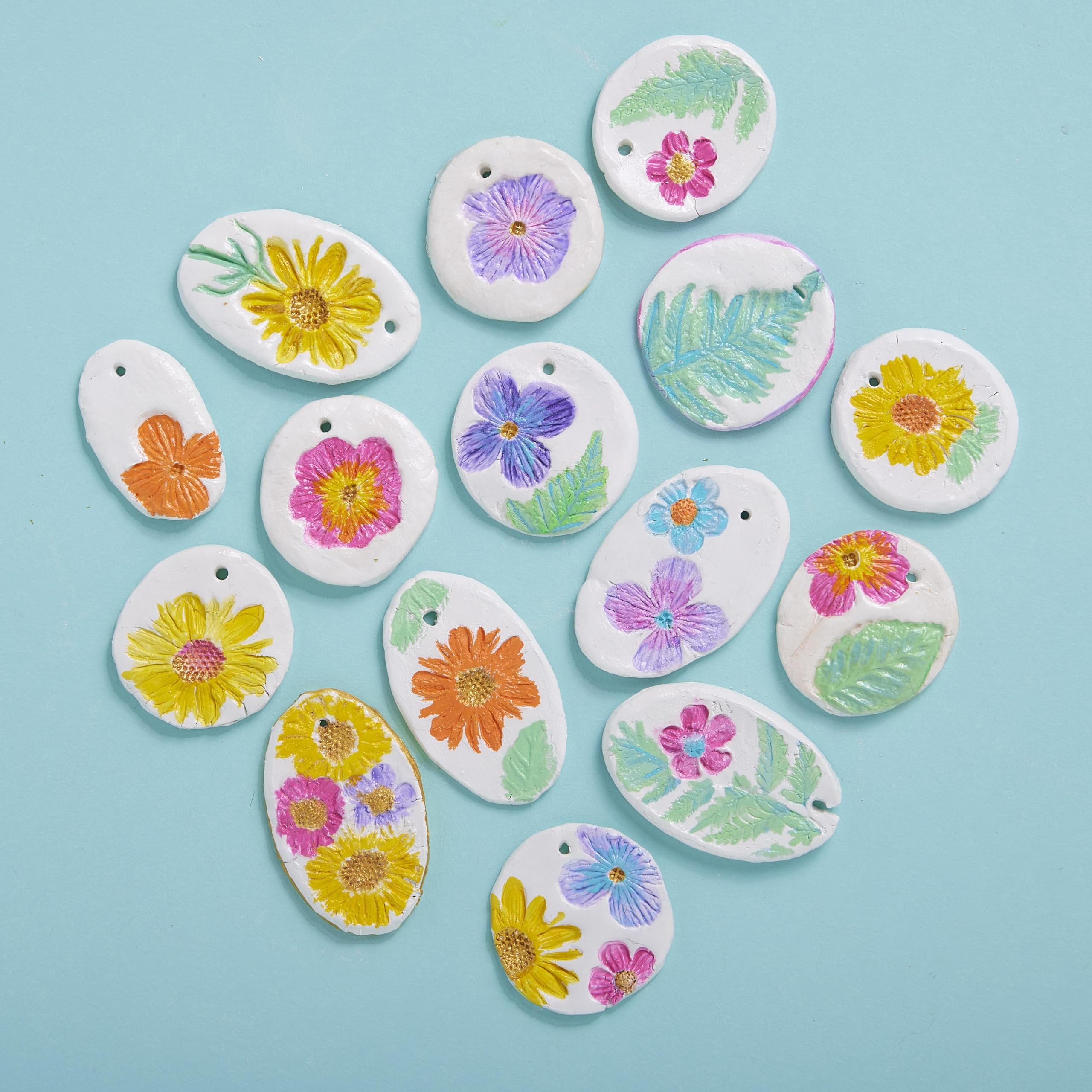 Bright Stripes Wish*Craft Flower Power Pottery – Air Dry Clay Kit with Tools for Adults & Kids to Create Botanical Pottery with Stamps, Paints, Metallic Gold & Glaze; Perfect for DIY Crafts & Gifts