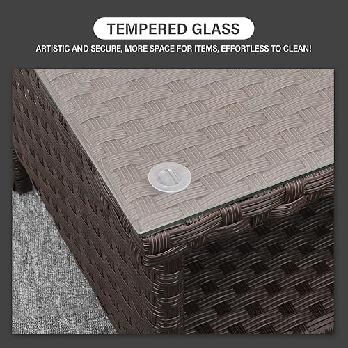 Miniatura 21 de Rattaner Mesa de patio exterior de 46 pulgadas, mesa de centro para exteriores con almacenamiento, mesa de comedor al aire libre, color gris