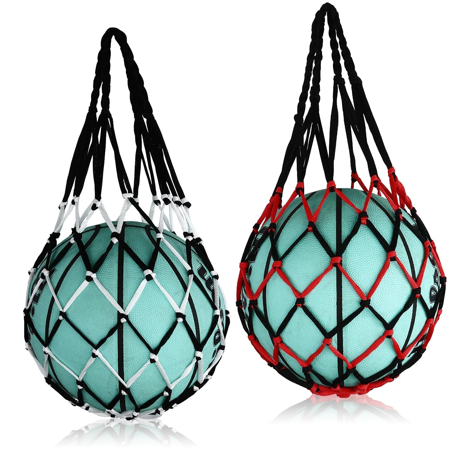 Bolsas de malla para baloncesto, red portátil para pelotas, resistente, negro/rojo+negro blanco